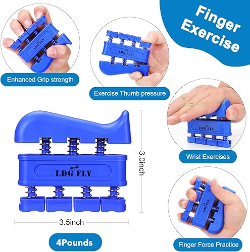 Miniatura 4 de Kit de fortalecimiento de agarre de mano, entrenador de fuerza de agarre, ejercitador de dedos, agarre de mano de resistencia ajustable, banda de
