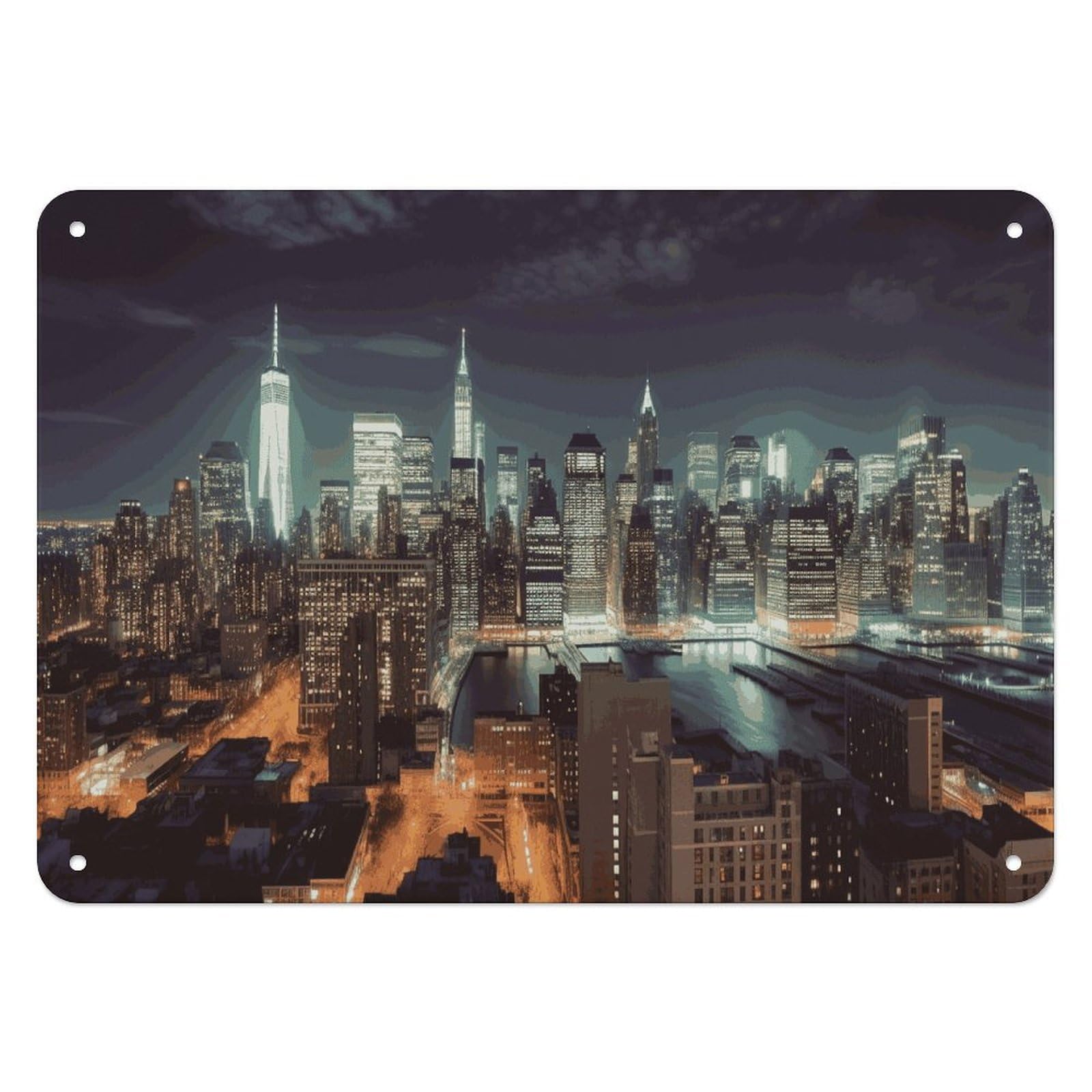 Fekiloot Style New York City Wall Decor Iron Painting Metal Sign