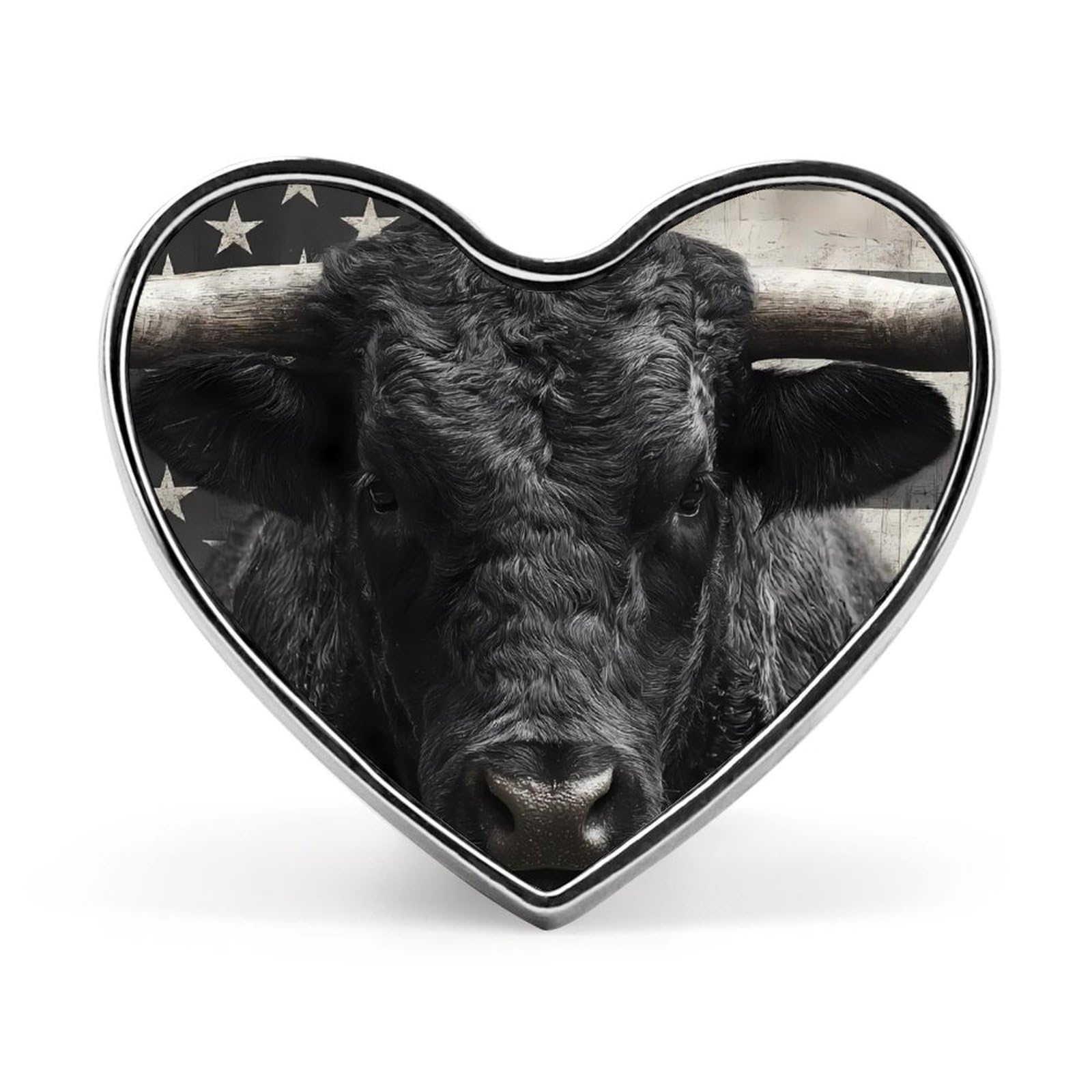 U.S.A. Flag Bull Head And Horns Enamel Lapel Pin Button Pins Brooch Heart Badge Funny Jewelry for Backpack Cloths Hats