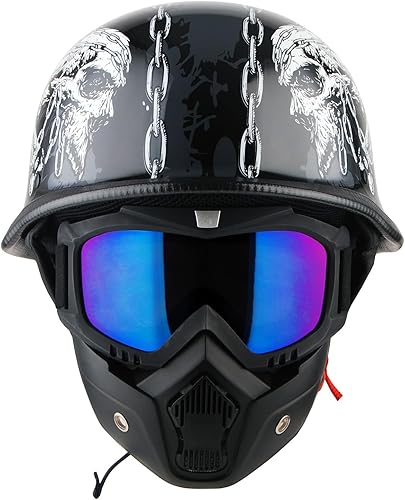 1Storm Casco de motocicleta de media cara estilo alemán aprobado por DOT HKY602