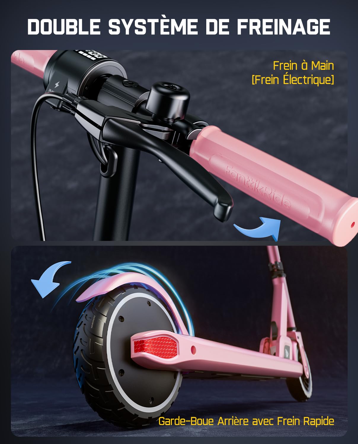 FanttikRide T9 Trottinette Électrique Enfant, 11/16/19 km/h | Affichage LED de la Batterie, Hauteur Réglable, Pliable, 130-170 cm, jusqu'à 40 Minutes d'autonomie, sans ABE