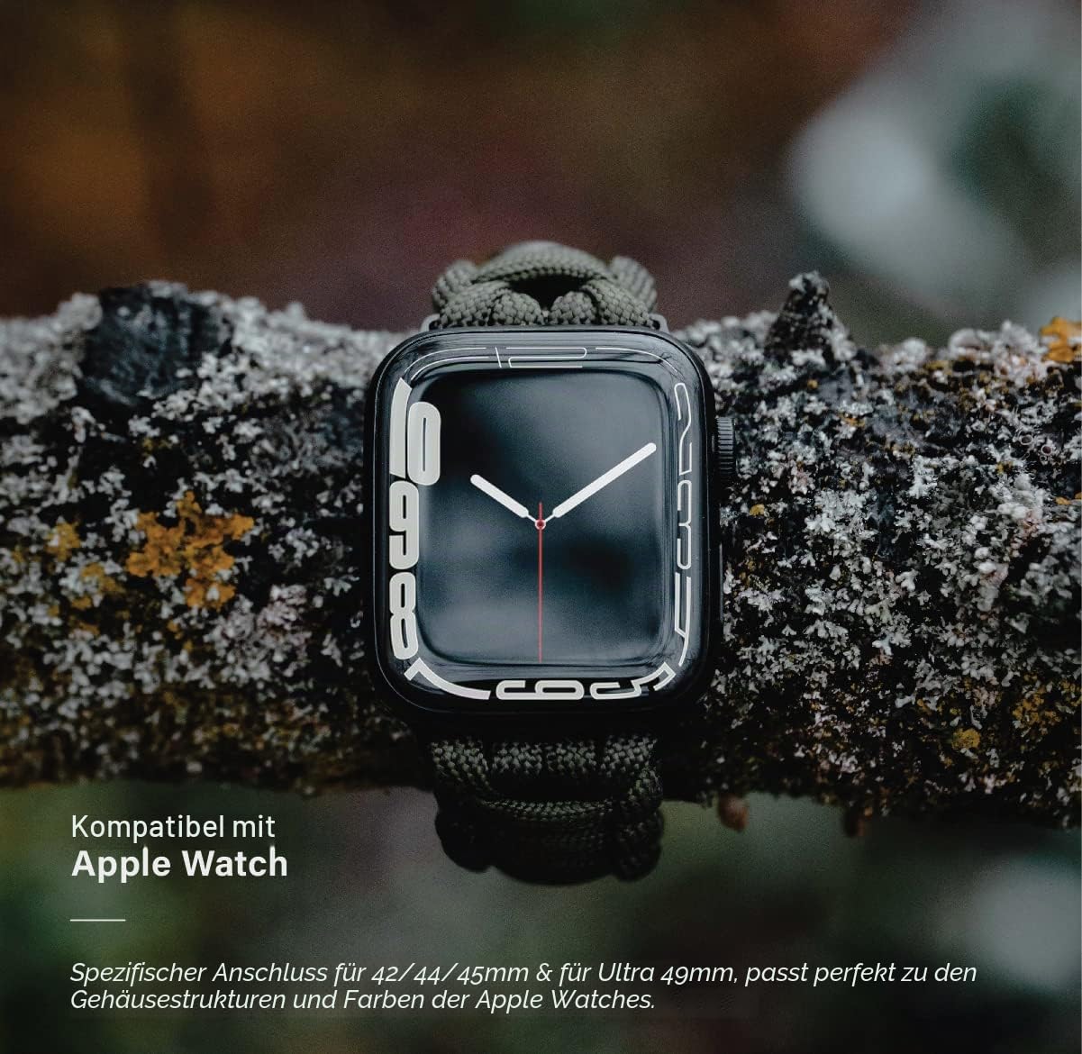KORDIZ Survivor – Nylon-Paracord-Armband für Apple Watch, kompatibel mit Apple Watch Ultra 3, Ultra 2/1 [49 mm] & Serie 11, 10, 9, 8, 7-1, SE3, SE2, SE [46 mm, 45 mm, 44 mm, 42 mm] – mit verstellbarem