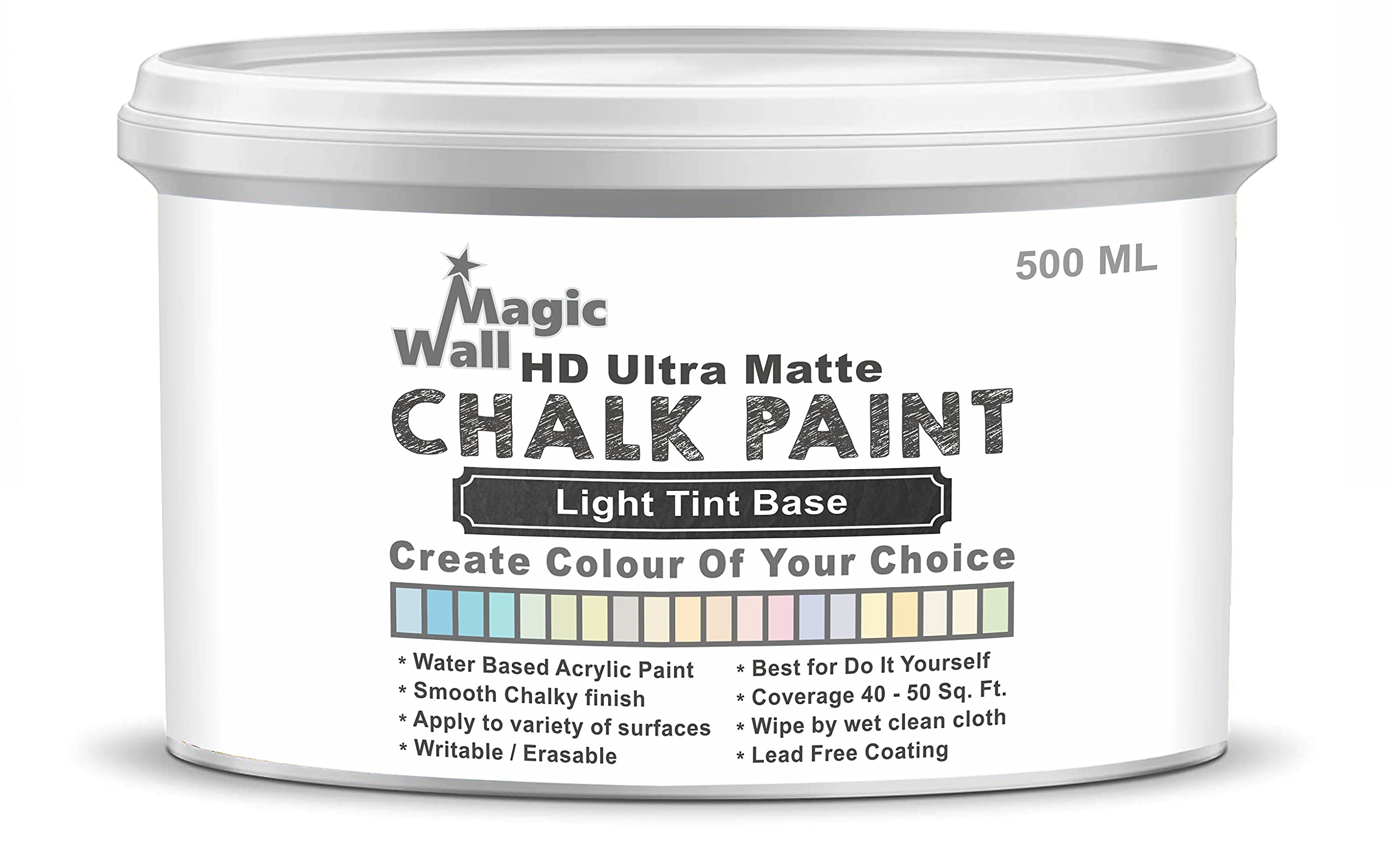 Chalk Paint Light Colors | 500 ML - Ultra Matt Finish | Water Base Acrylic Paint | Coverage : 40 to 50 Sq. Ft. | Apply on Surfaces Like Walls, Boards, Furniture & Home Decor Products (Light Tint Base) (B094N4MHTT) Amazon Price History, Amazon Price Tracker