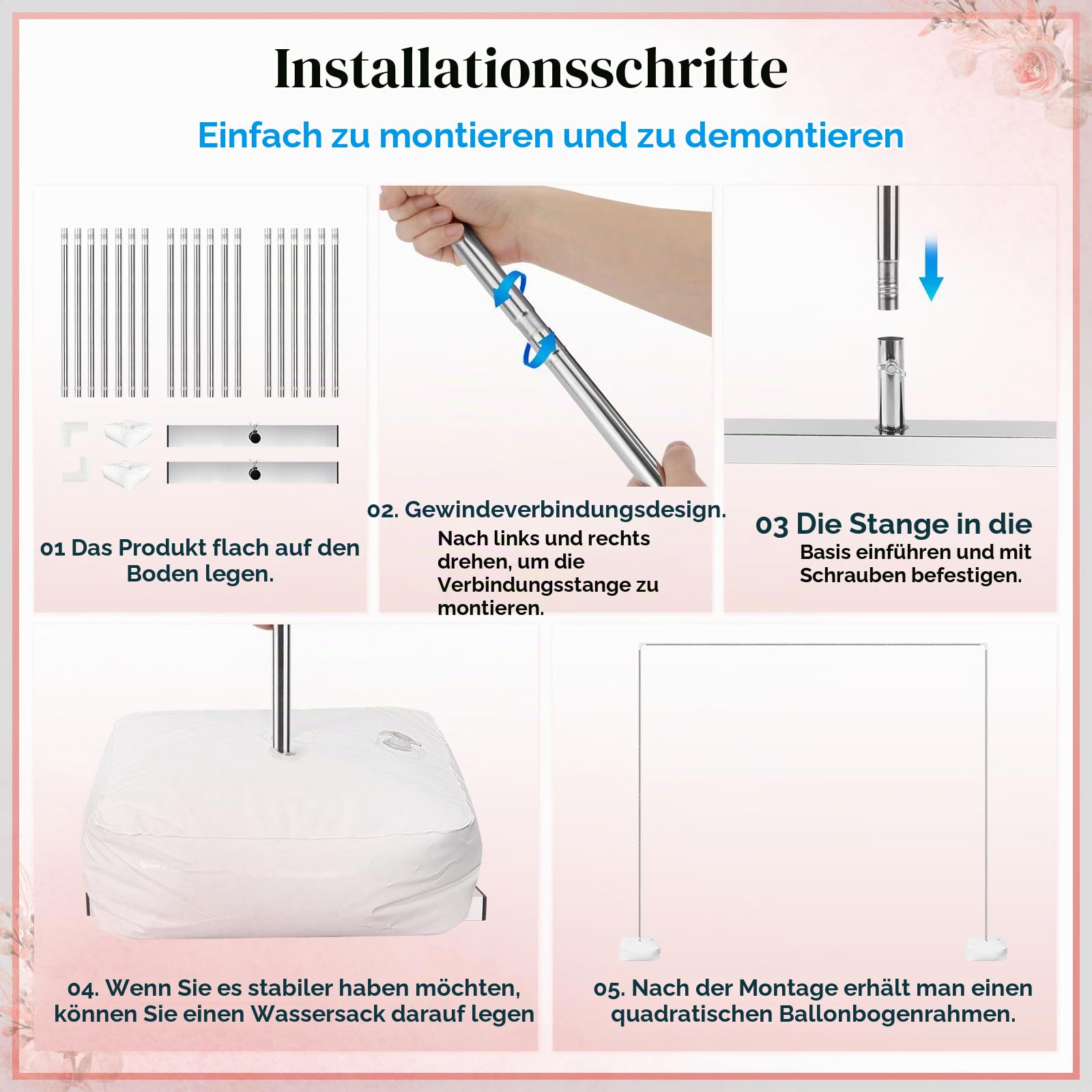 SANLIKE Metall Ballonbogen Kit für Hochzeits Feierdekorationen | Stabiler Metallrahmen, leicht aufzubauen, elegante Festdekoration, geeignet für Hochzeiten und Geburtstage