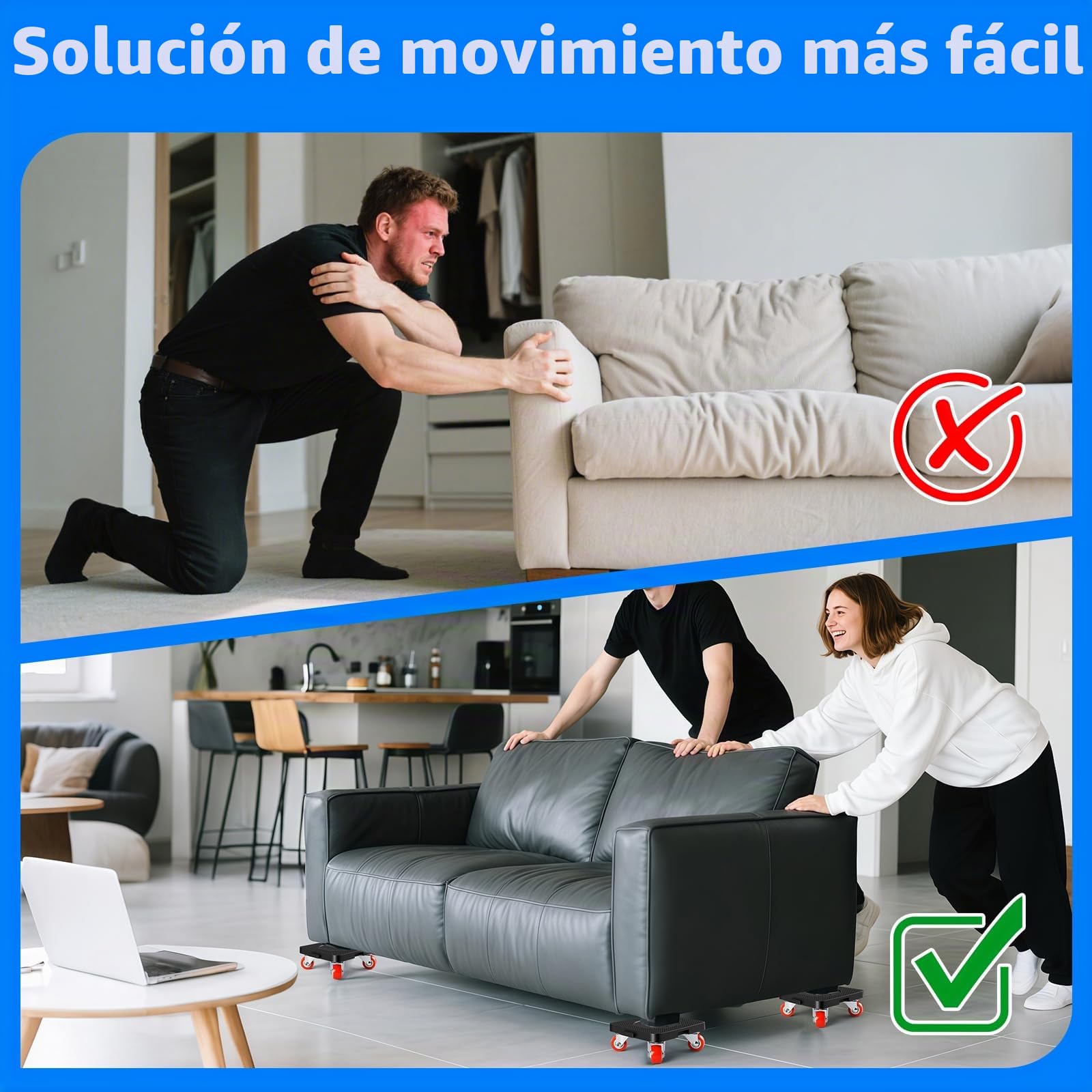 Ruedas para Muebles con Ruedas, Transportador de Muebles 360°Ruedas Giratorias Capacidad de Carga de 800KG Elevador de Muebles para Sofá Lavadora y guardarropas frigoríficos Piano