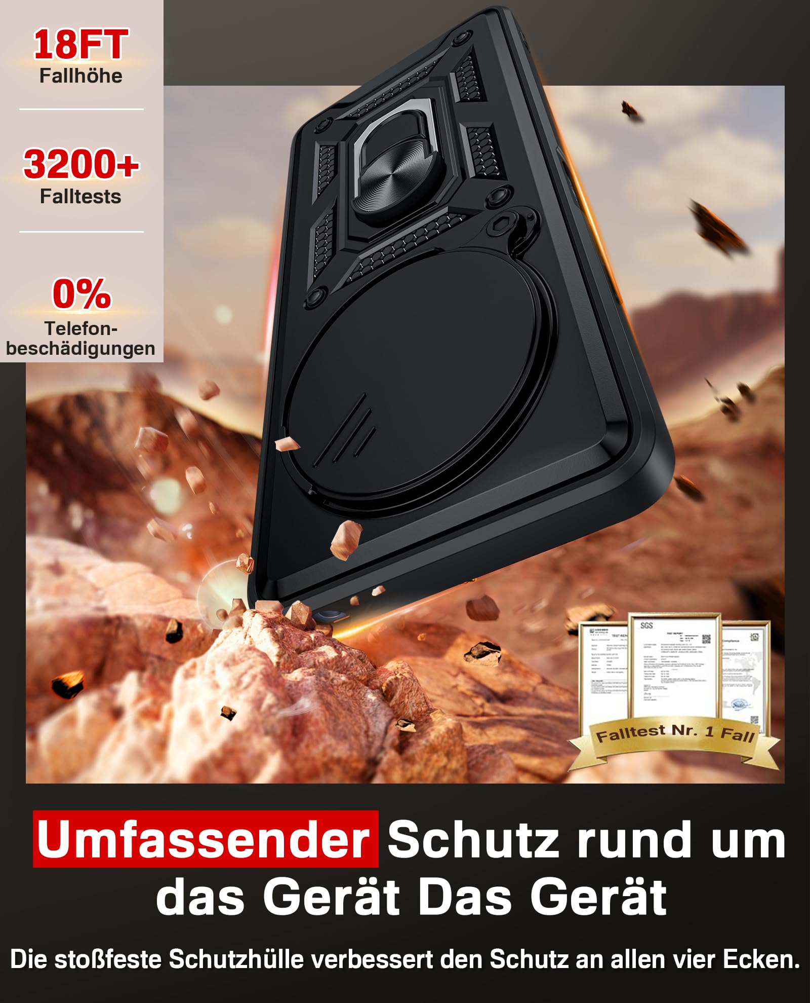 LeYi Etui na telefon komórkowy Xiaomi Redmi 14 C 4G [2 folie ochronne ze szkła hartowanego] ochrona aparatu, hybrydowe etui ochronne, metalowy pierścień, stojak, etui na aparat z przesuwną pokrywą