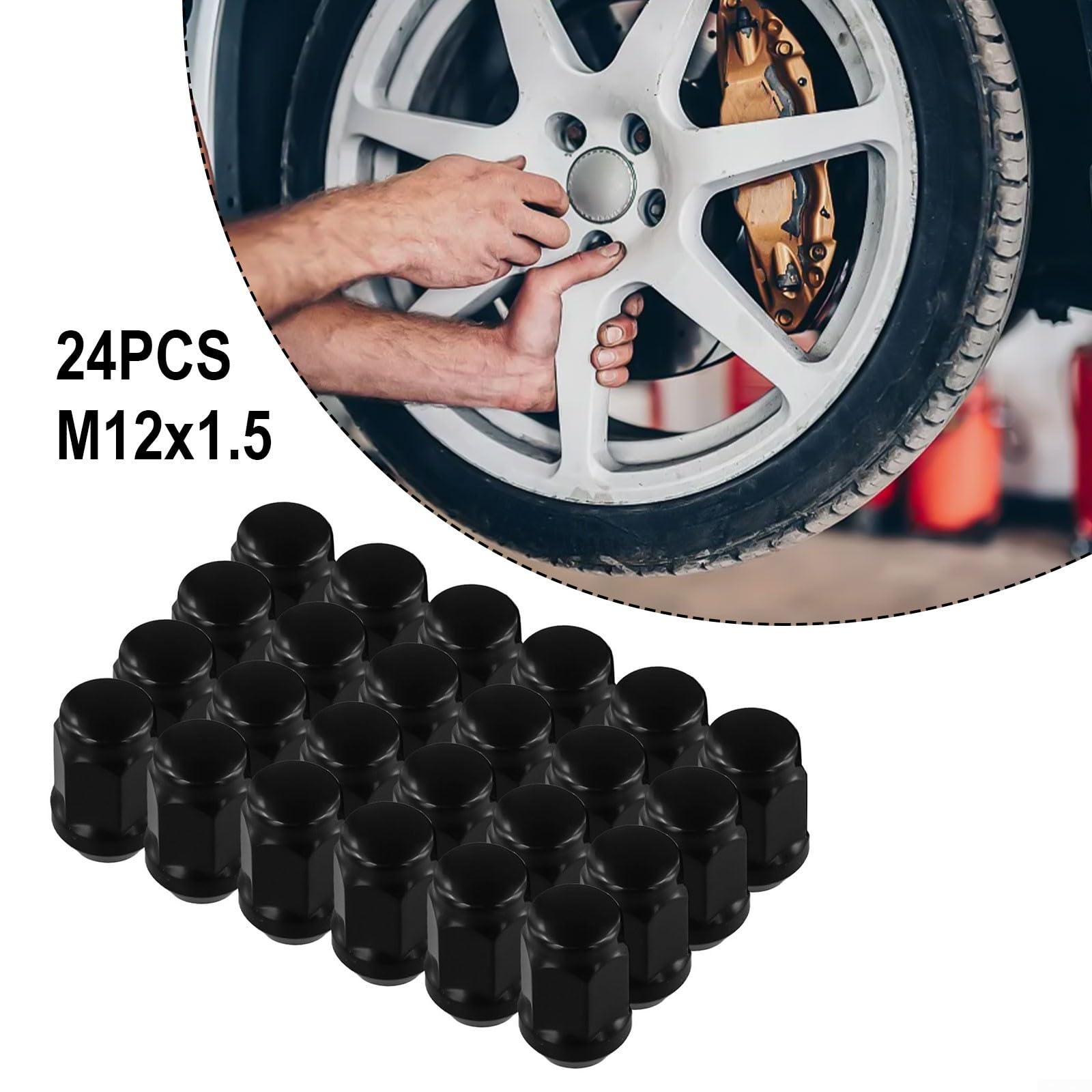 Lot de 24 écrous de roue 12 x 1,5 pour Land Cruiser et Ford avec siège conique et taille de douille de 19 mm