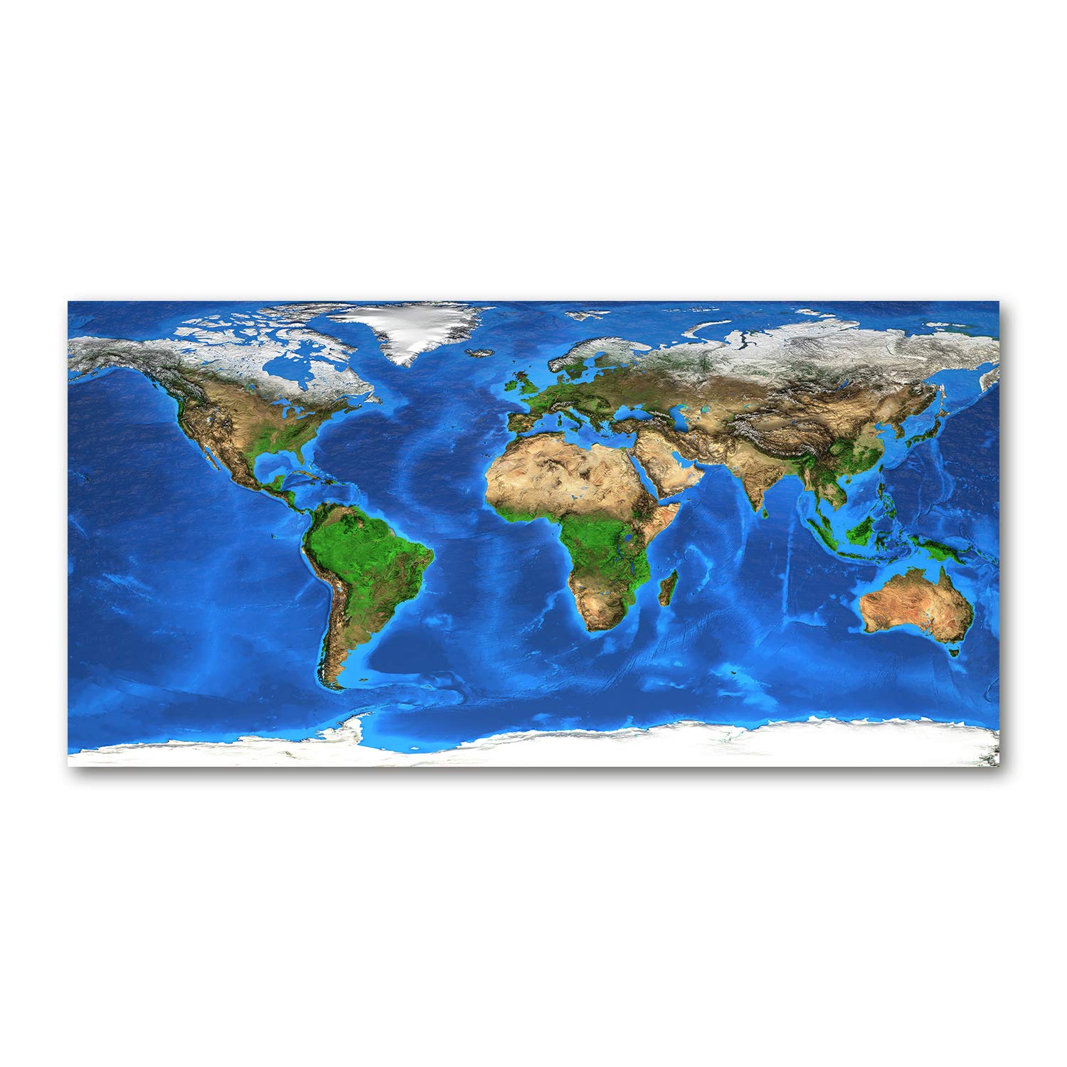 Carte du monde bleu tableau en verre panoramique pour décorer la cuisine