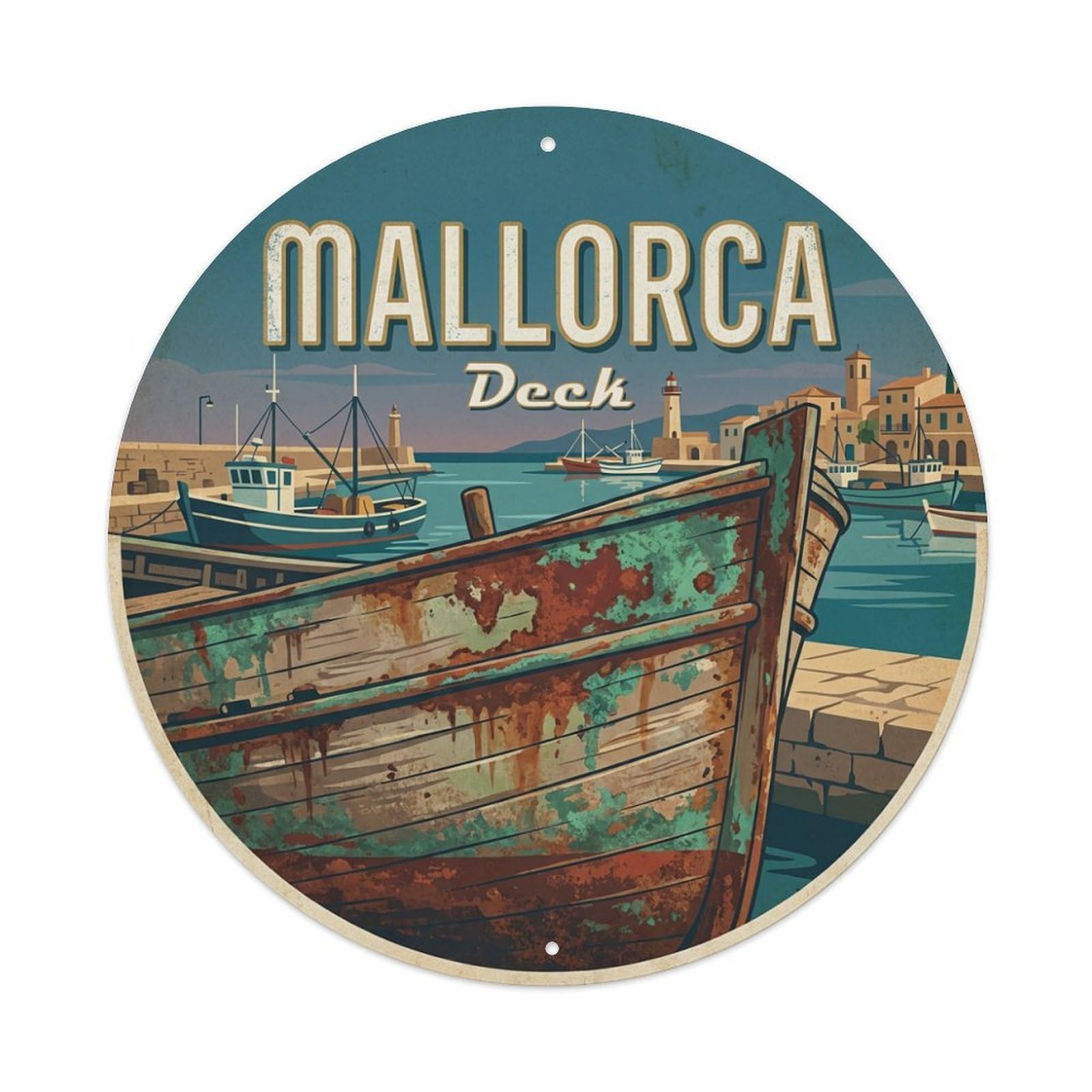Tgrcjimh Style Metal Tin Sign Vintage Travel Mallorca Spain Hull