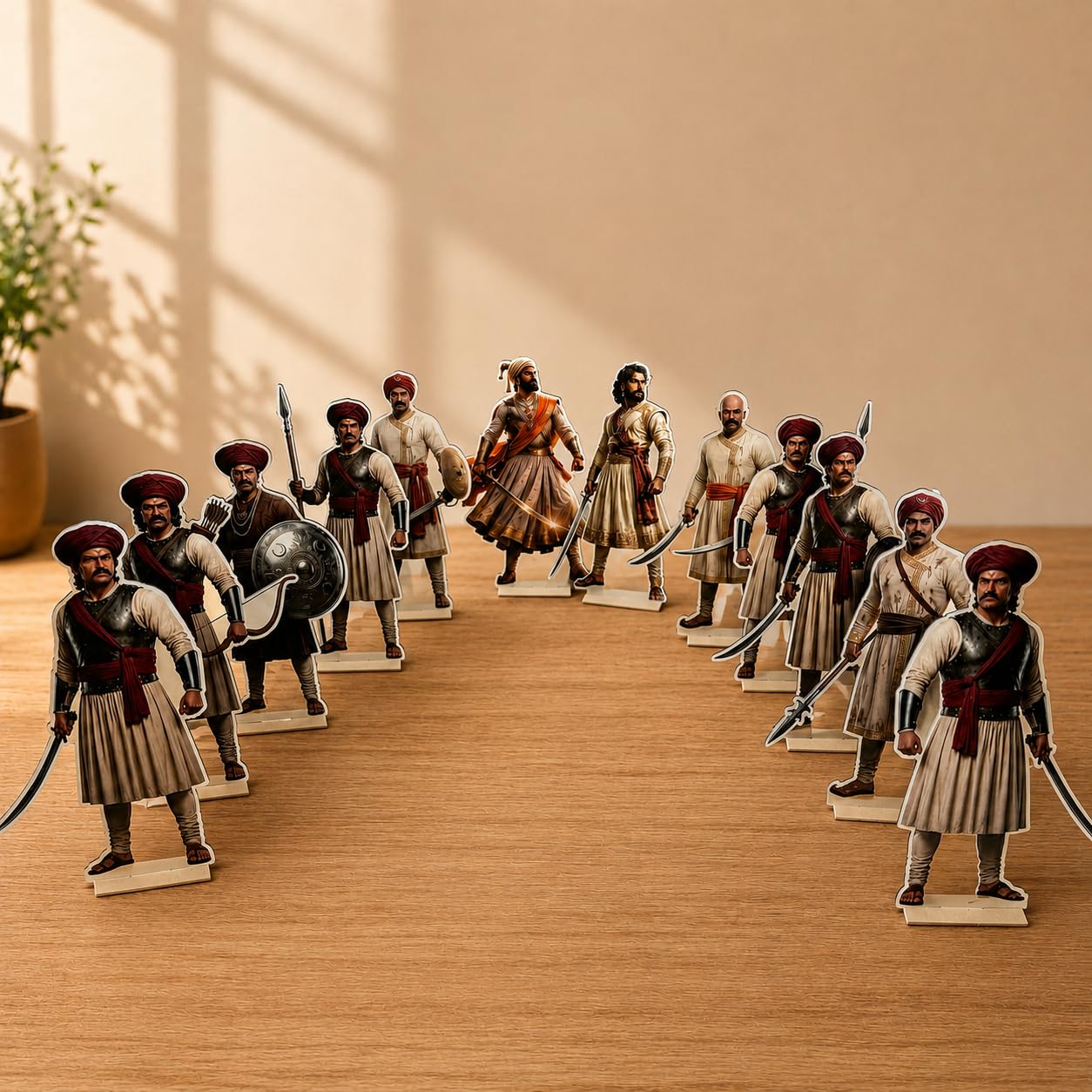 Chhatrapati Shivaji Maharaj & Mavle Wooden Figurine Set (Set of 12) | Historical Decorative Display for Home & Events-picture-16