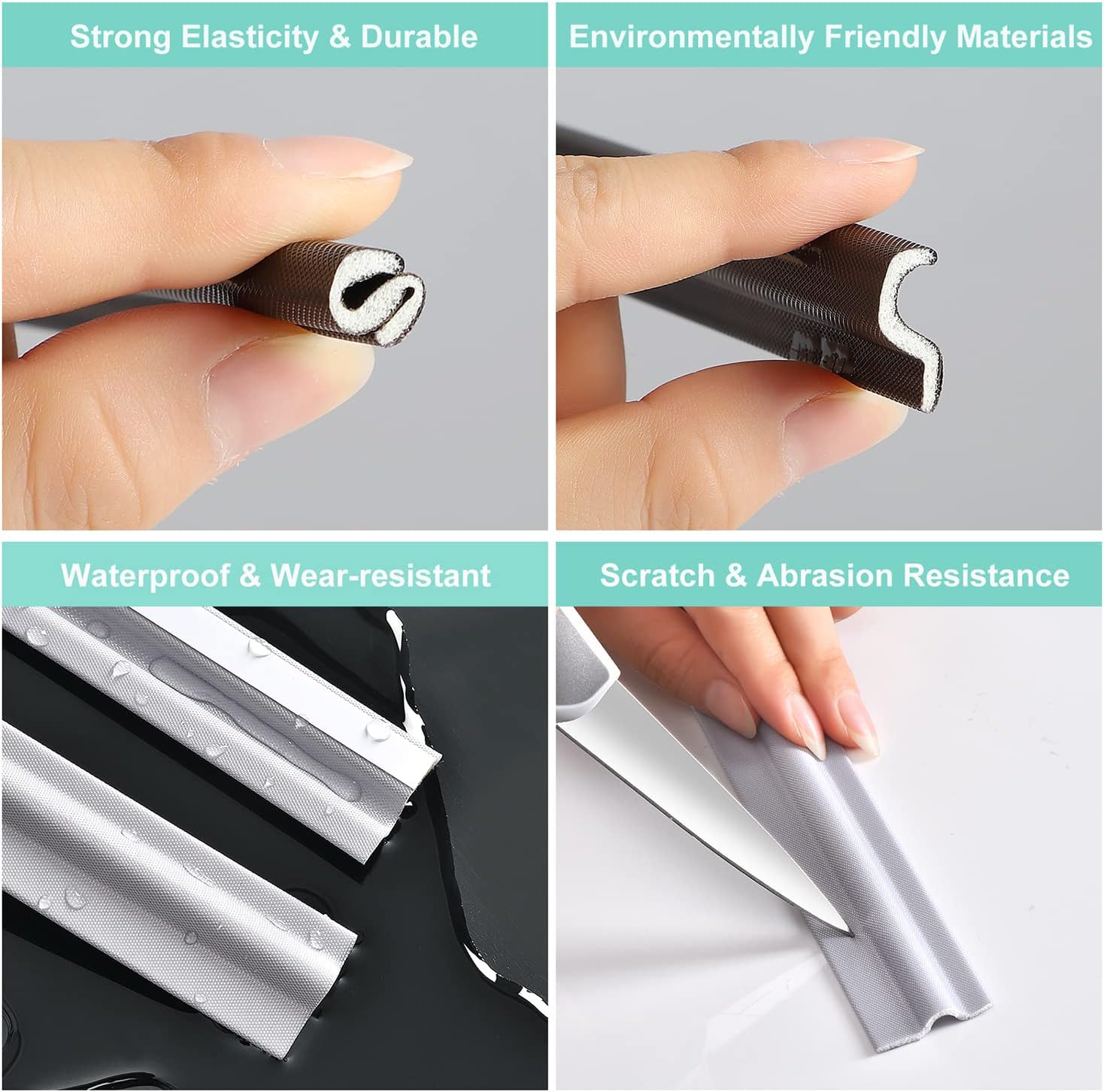 MOPMS Draft Stopper Sweep, Door Weatherproofing Stripping, Window Seal Strip Self-adhisive Soundproof Seal Strip Cuttable Window Weather Stripping, Length 6.56Ft- Black