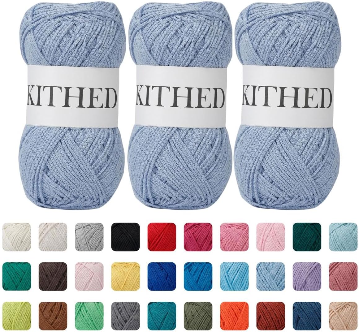 Cotton Yarn，10.5oz，526yard，3 Pack ，Soft Yarn for Crocheting and Knitting (28 Light Blue)