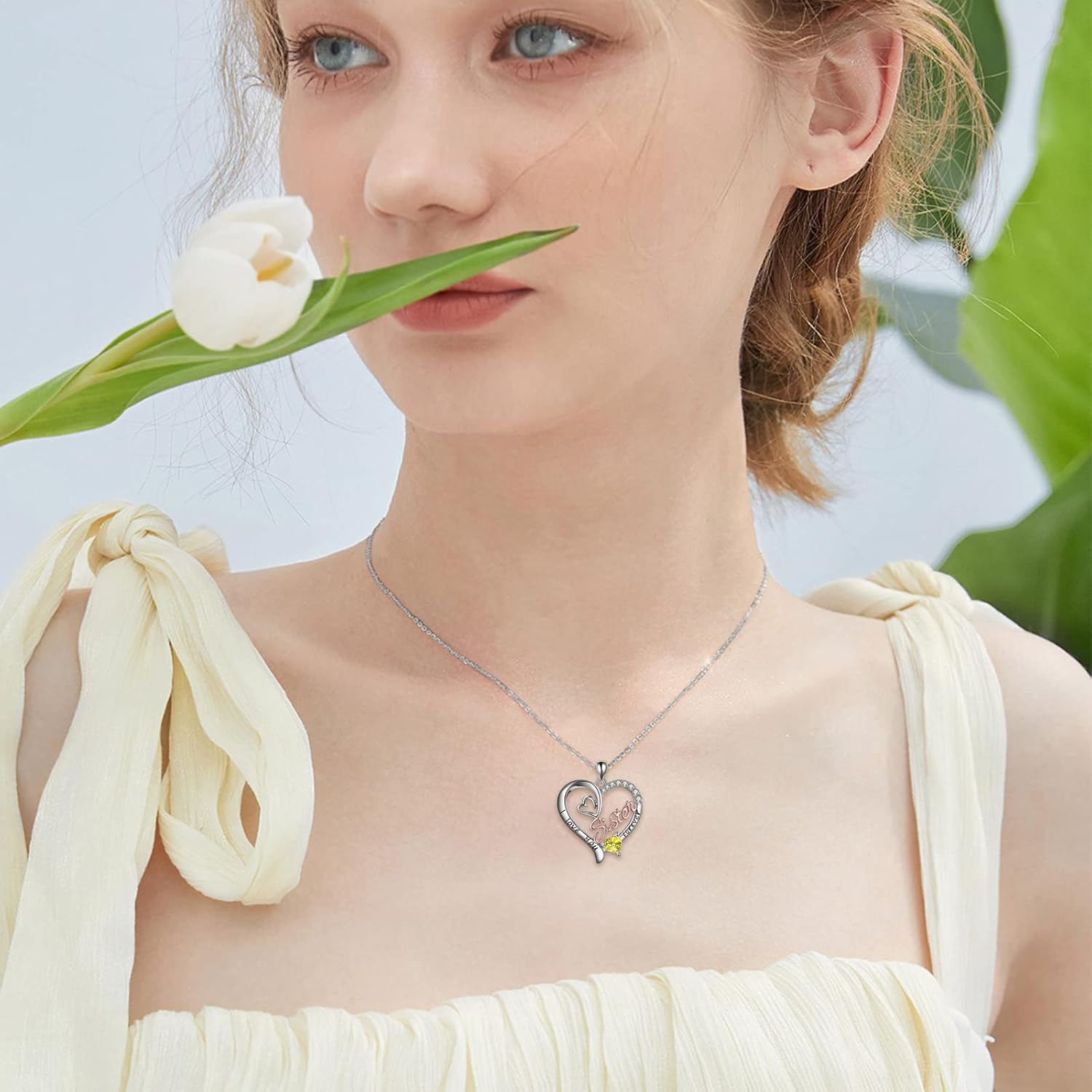 Gifts for Sister 925 Sterling Silver Birthstone Pendant I Love You Forever Sister Birthday Gifts, Personalized Sisters Jewelry for Women - Image 4