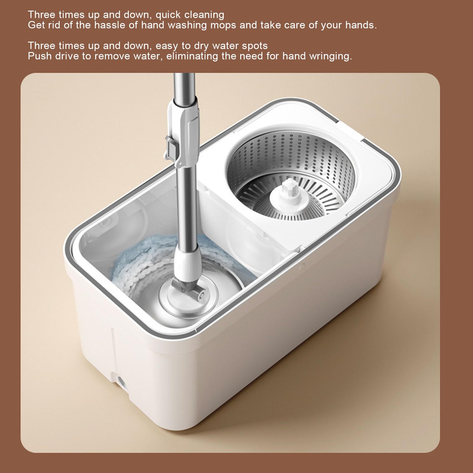 Generic Cubo de Fregona Giratorio de 360 ​​Grados con Juego de Escurridor para Limpiar el Suelo sin Esfuerzo en Casa con Cabezal de Fregona de Microfibra