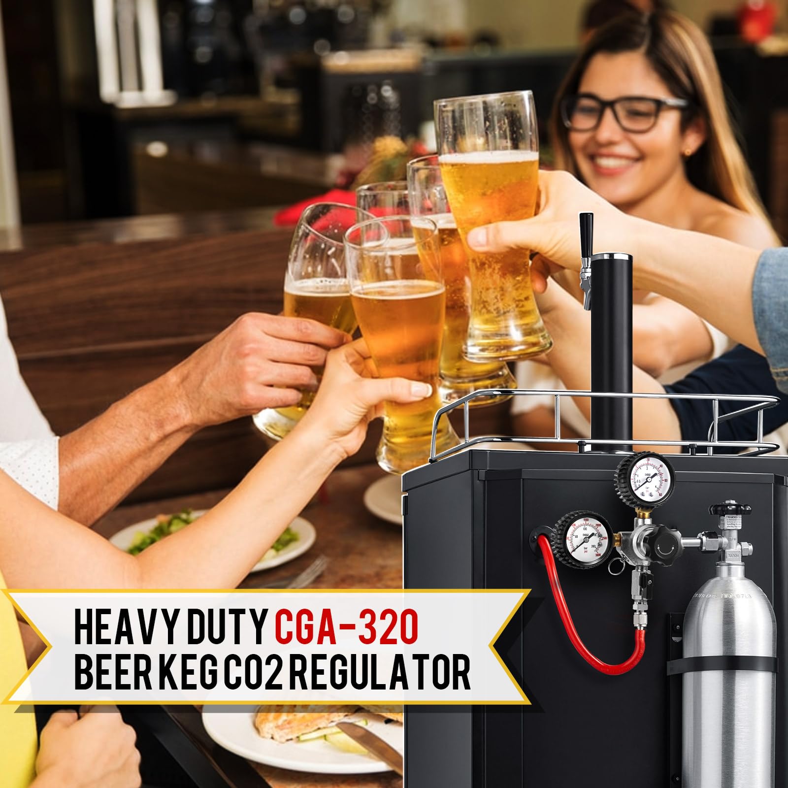 Regulador de CO2 para barril de cerveza de 0 a 60 psi, regulador de barril de cerveza, regulador de tanque de CO2 estándar CGA-320, regulador de gas de 0 a 3000 psi, regulador de barril de salida ún