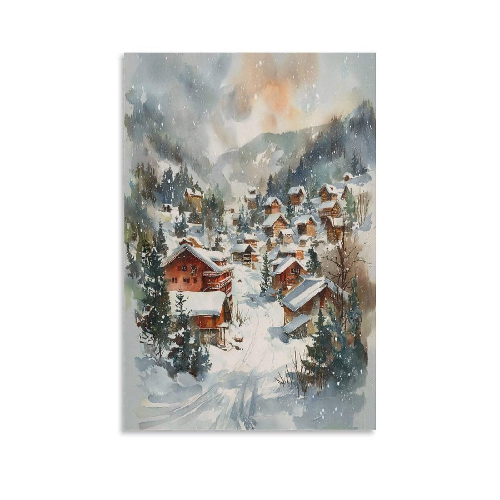 LCYNNH Steamboat Springs Winter Colorado 20x30inch(50x75cm) Vintage Travel Poster Watercolor Canvas Art