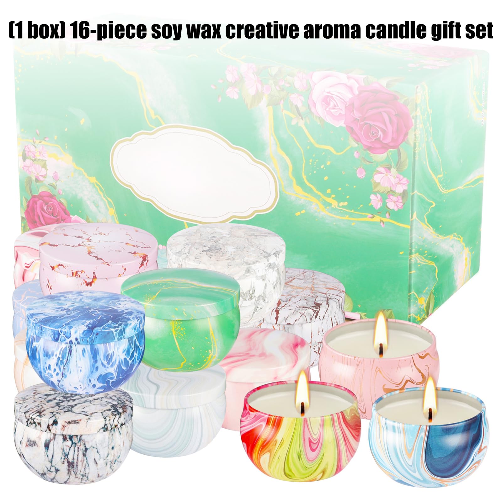 Paquete de 16 velas aromáticas, velas de aromaterapia, ceras de soja, tarro de cristal, velas, regalo de San Valentín, aniversario, calcetines