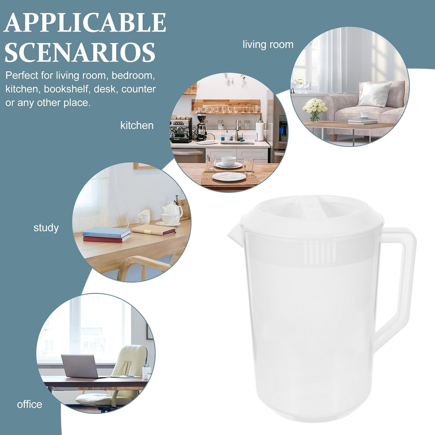 Housoutil 5L Measuring Kettle with Scale Heat Resistant Cold Water Kettle with Lid Large Capacity Beverage Pitcher for Juice Iced Tea Coffee Home Entertaining