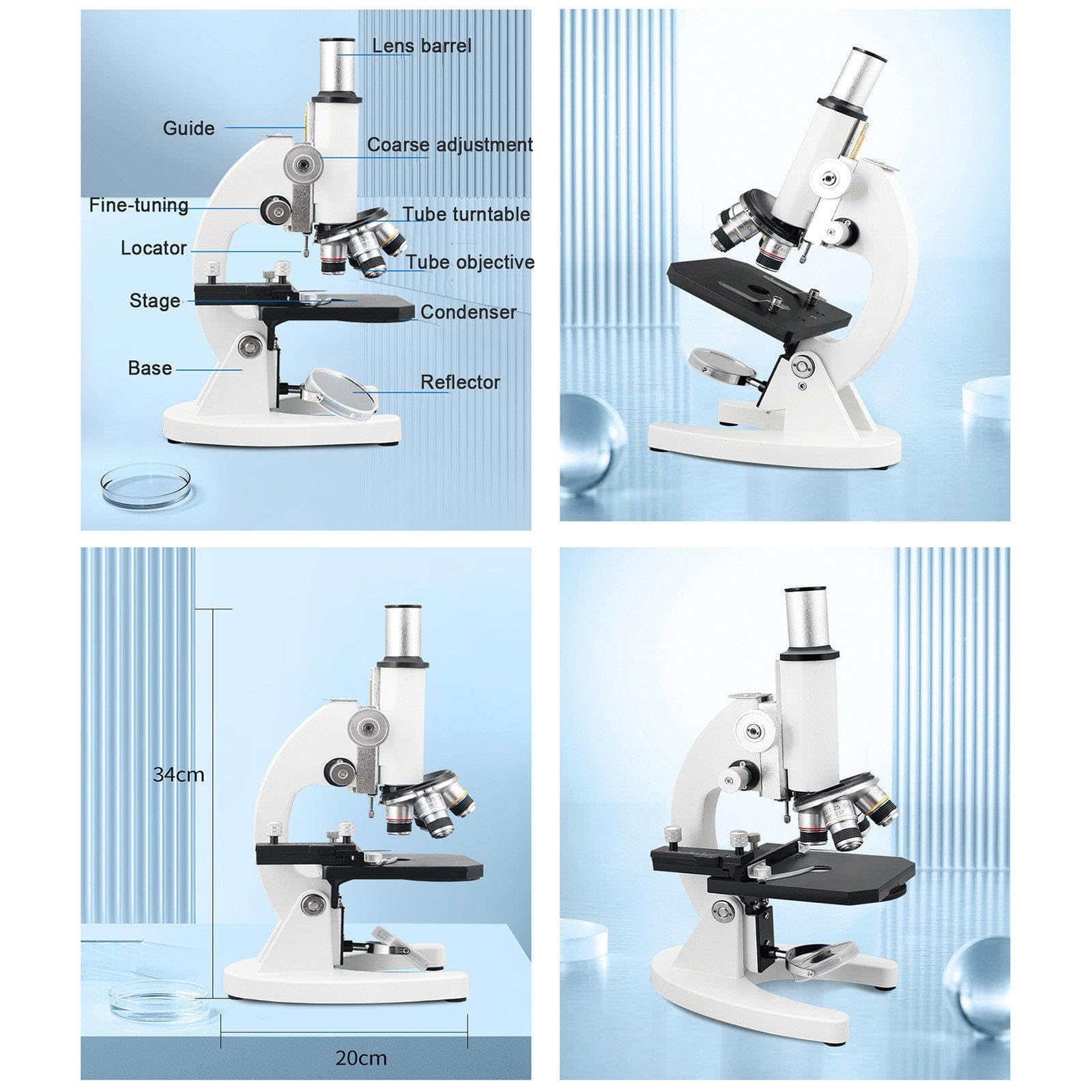 Microscopio Biológico HD 30000x/50000x/70000x + Pantalla HD De 5'' + Soporte Para Teléfono, Microscopio óptico Monocular Para Escuela, Laboratorio Y Acuicultura, Para Estudiantes Y Adultos 70000X