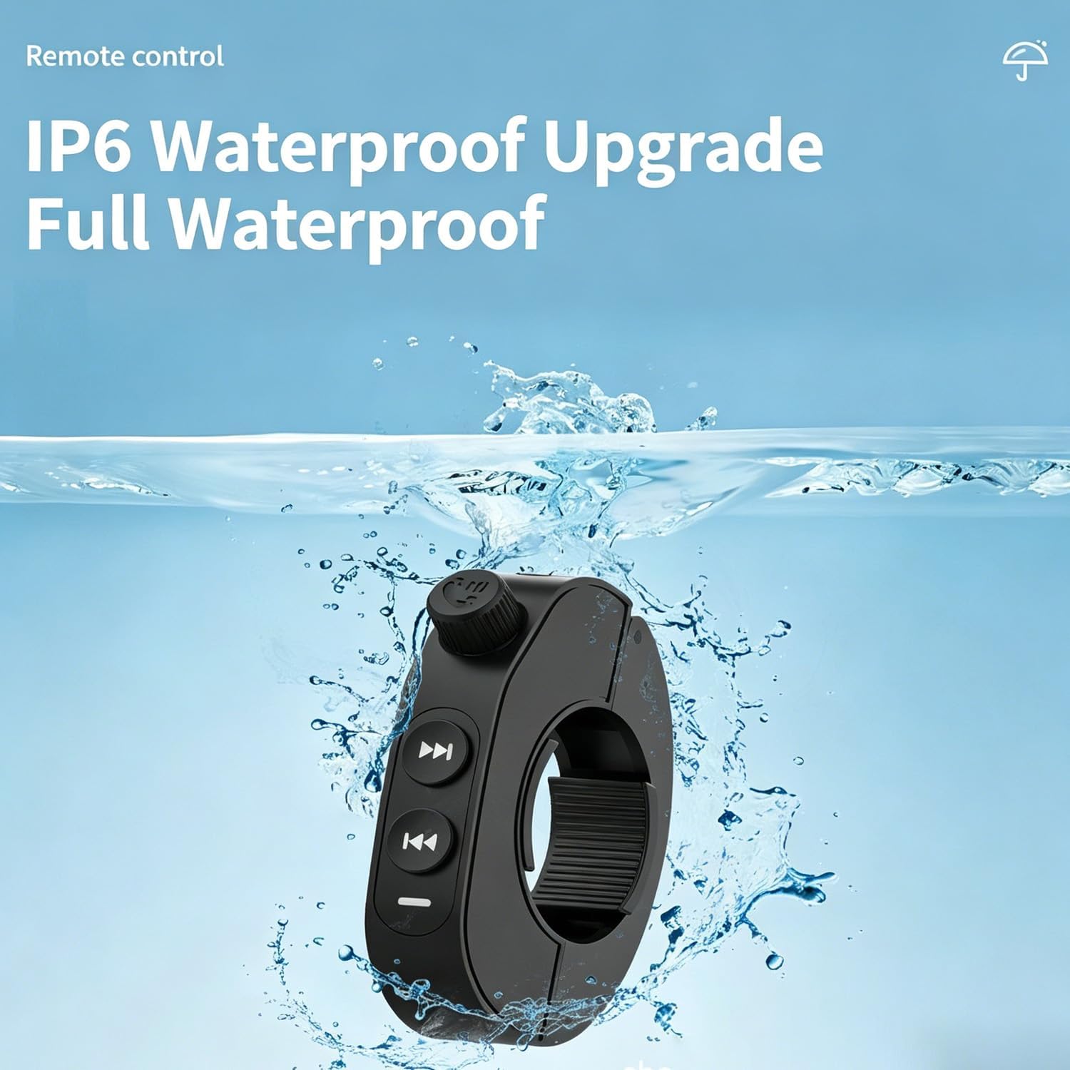 Bluetooth Media Button Remote Control,Steering Wheel Control Button for Bicycle,IP6 Waterproof Wireless Music and Call Control,Siri Wake-up,Universal Handlebar Bracket