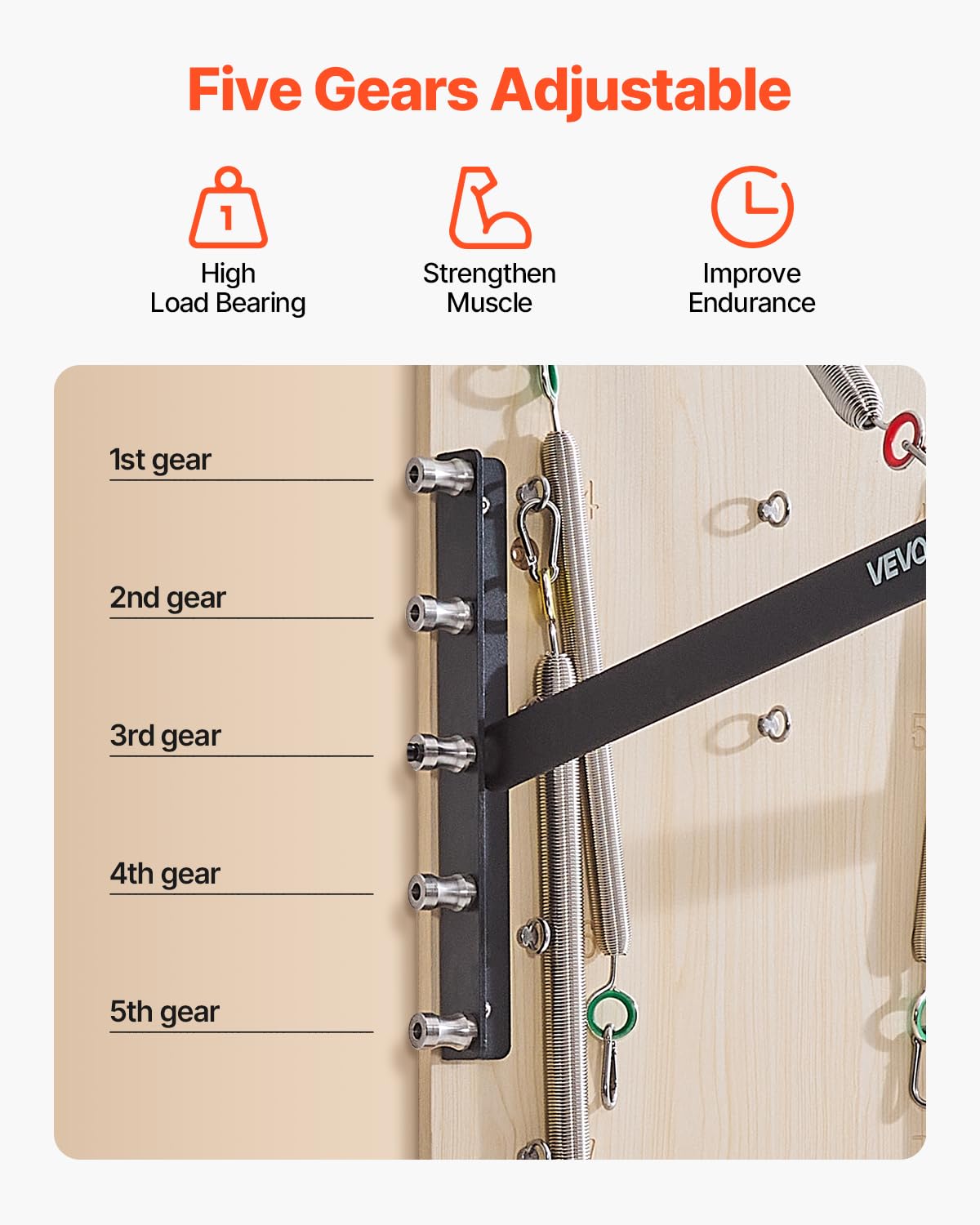 VEVOR Appareil de Pilates Reformer Mural, Planche à Ressorts de Pilates en Bois d'Érable, Équipement d'exercice avec Ressorts de Résistance, Entraîneur de Yoga Flexibilité et Équilibre, Gym Domicile