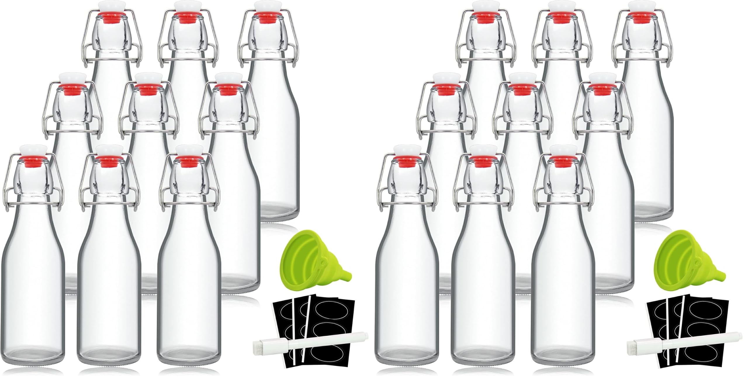 YEBODA 8oz Swing Top Bottles - Glass Beer Bottle with Airtight Rubber Seal Flip Caps for Home Brewing Kombucha, Beverages, Oil, Vinegar, Water, Soda, Kefir (18 Pack)