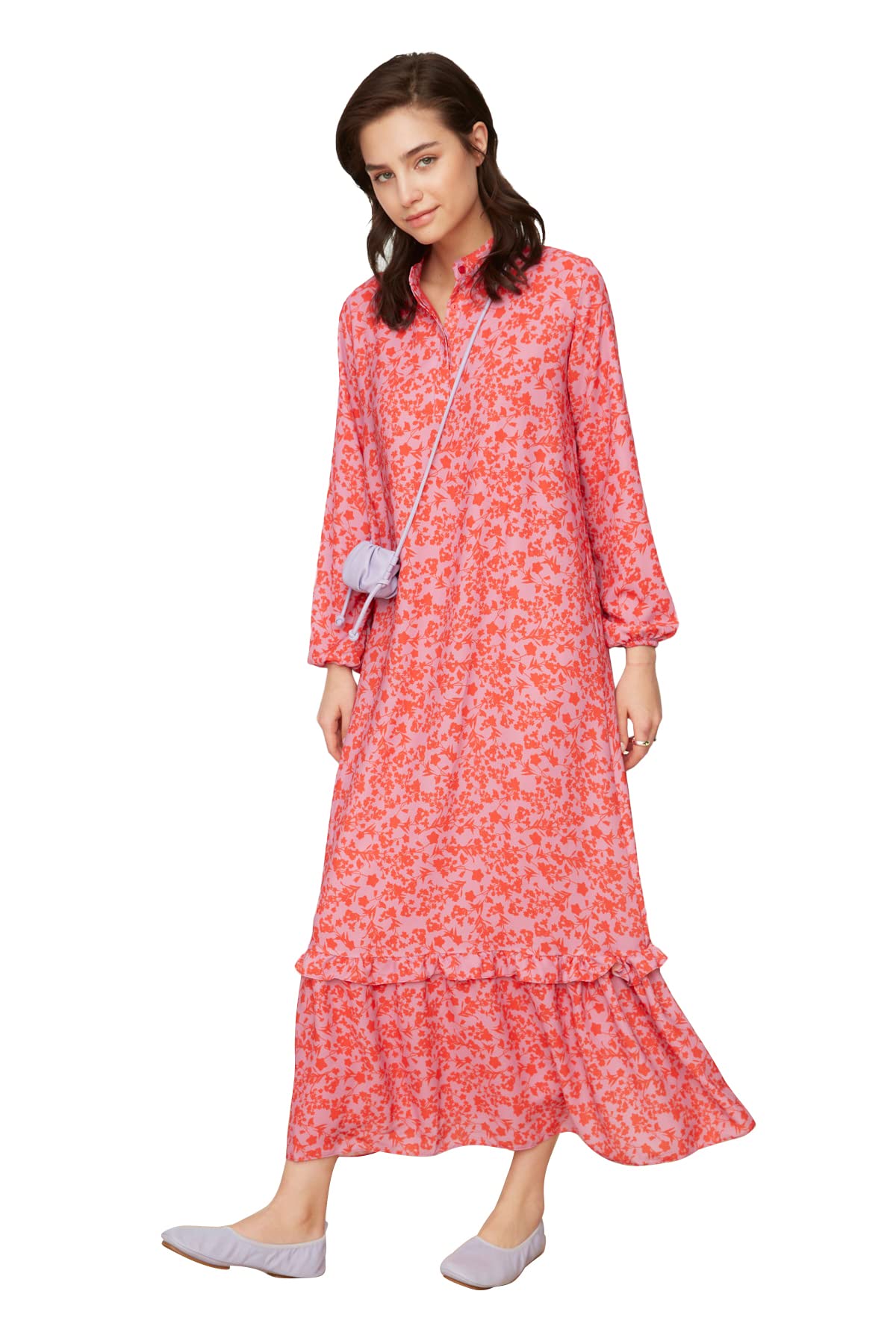 Trendyol Women Modest Maxi A-line Regular Woven Modest Dresses Red