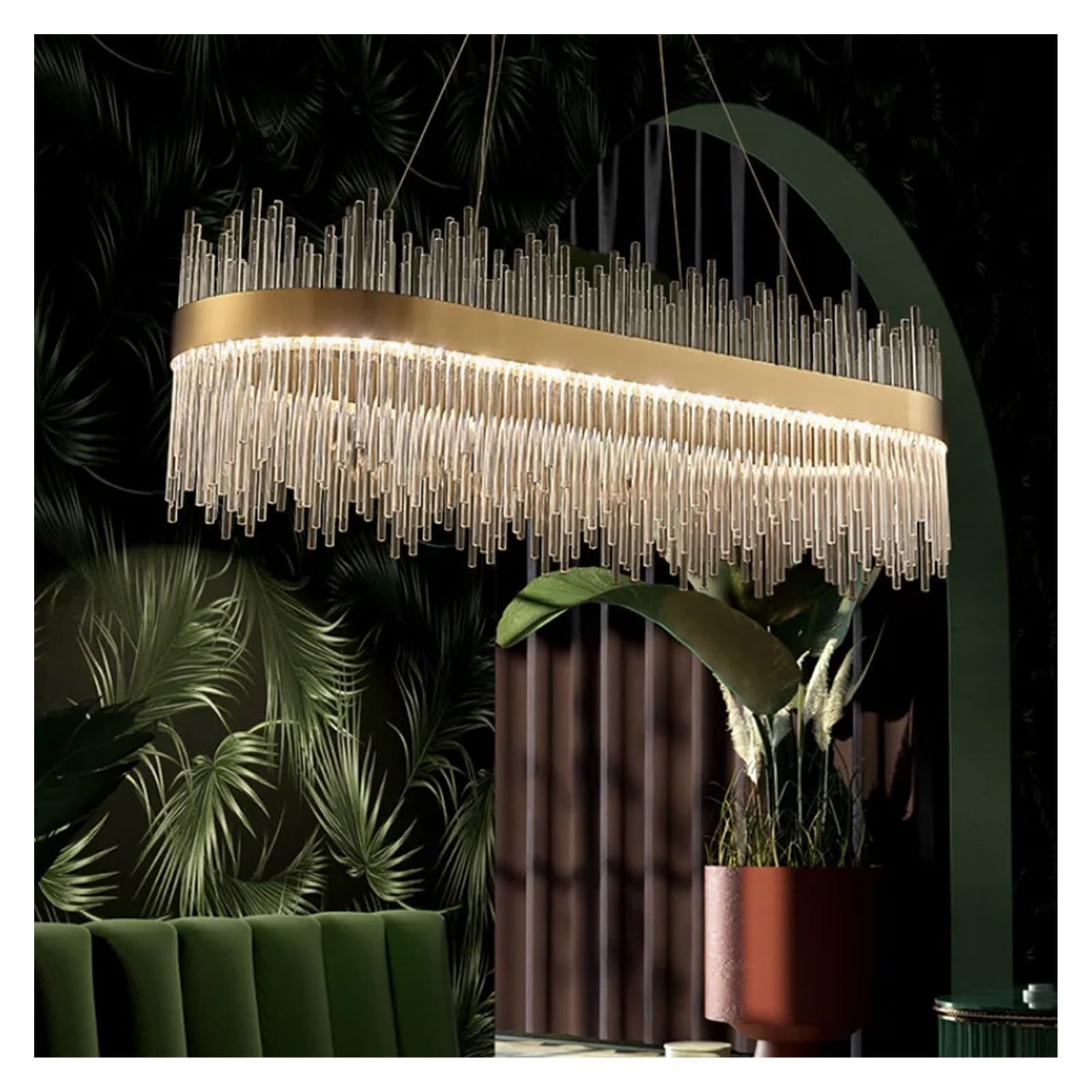 Genérico Lámparas de araña, Lámpara colgante LED de cristal lujo moderna for comedor, lámpara techo regulable, suspensión metal brillante, accesorios iluminación(1 ring dia80cm,Natural)