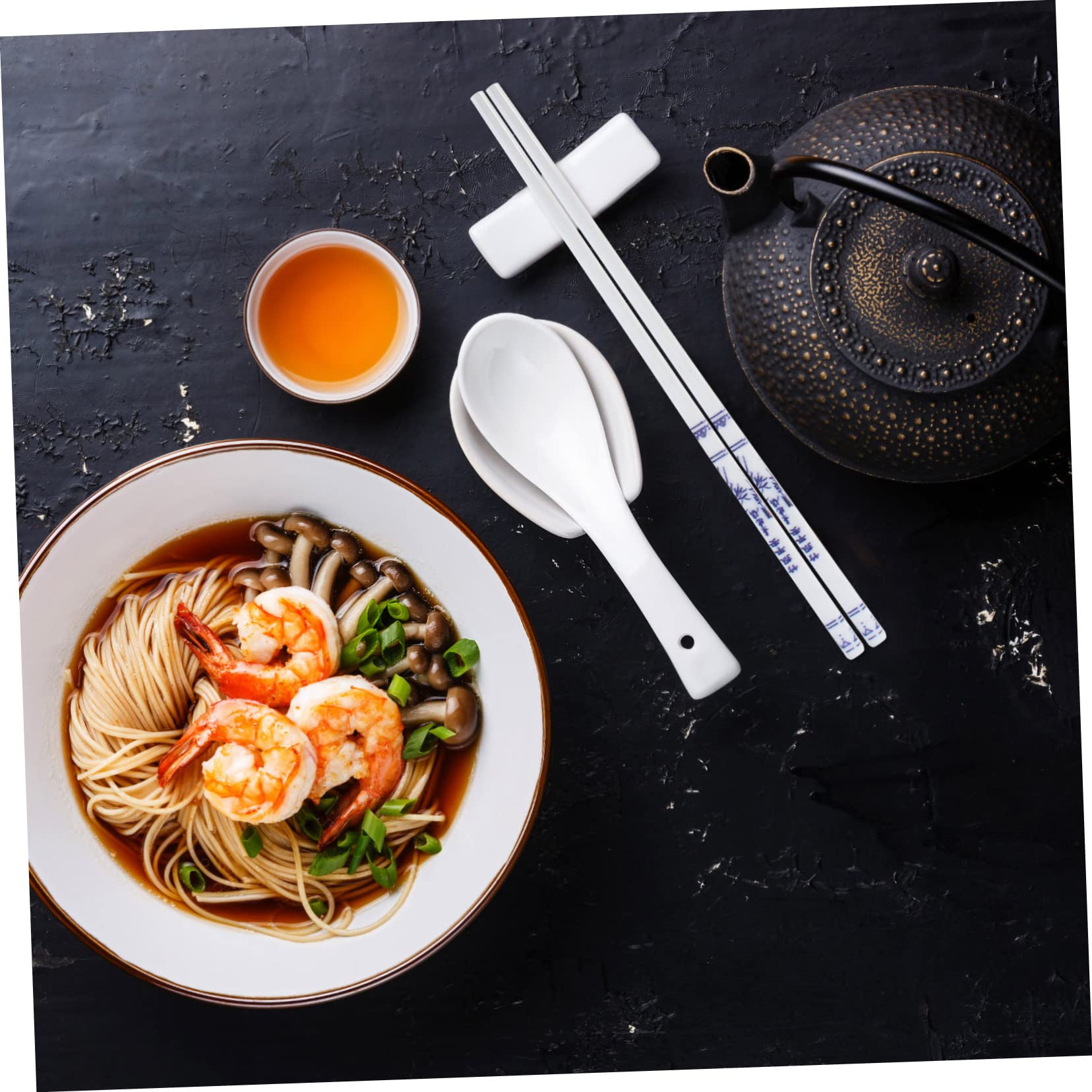 Support de baguettes 10 paires Ensemble de vaisselle en céramique Ensembles d'ustensiles de cuisine Ensemble de vaisselle en porcelaine Baguettes chinoises Baguettes japonaises lavables au lave-vaiss
