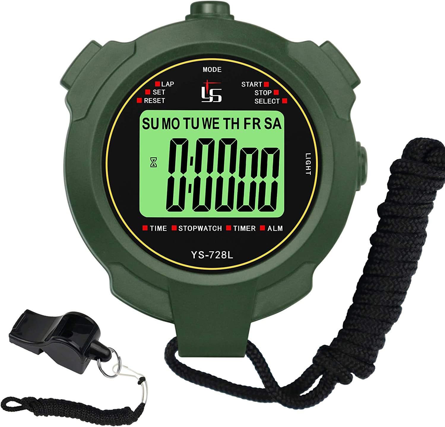 Stopwatch,Metal Stop Watch for Sports Waterproof Stopwatches Timer for Sports and Competitions (2 Lap with Backlight-Plastic)