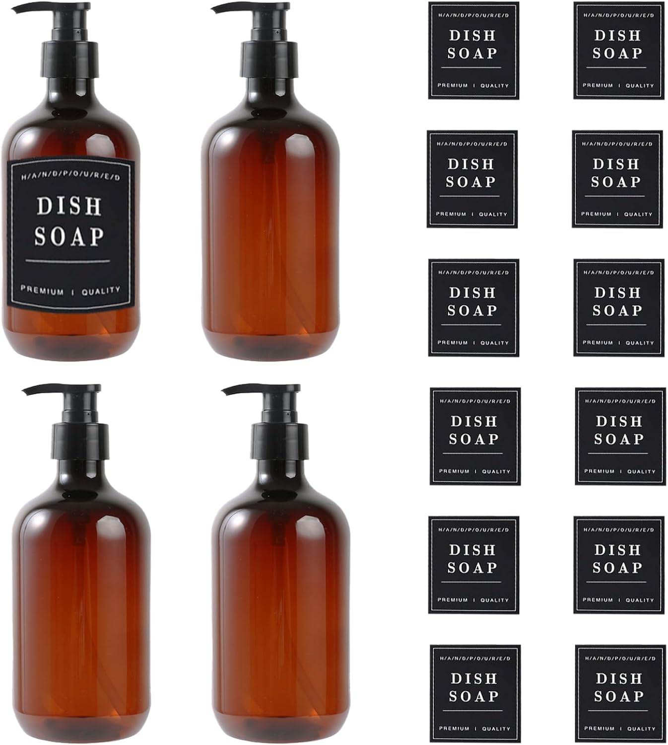 4Pezzi Dispenser Shampoo E Bagnoschiuma, 300ml Flacone Dosatore Shampoo