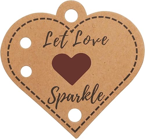 100 unidades de etiquetas de papel kraft para envío de boda, con la frase "Let Love Sparkle", diseño rústico con forma de corazón, para bodas,
