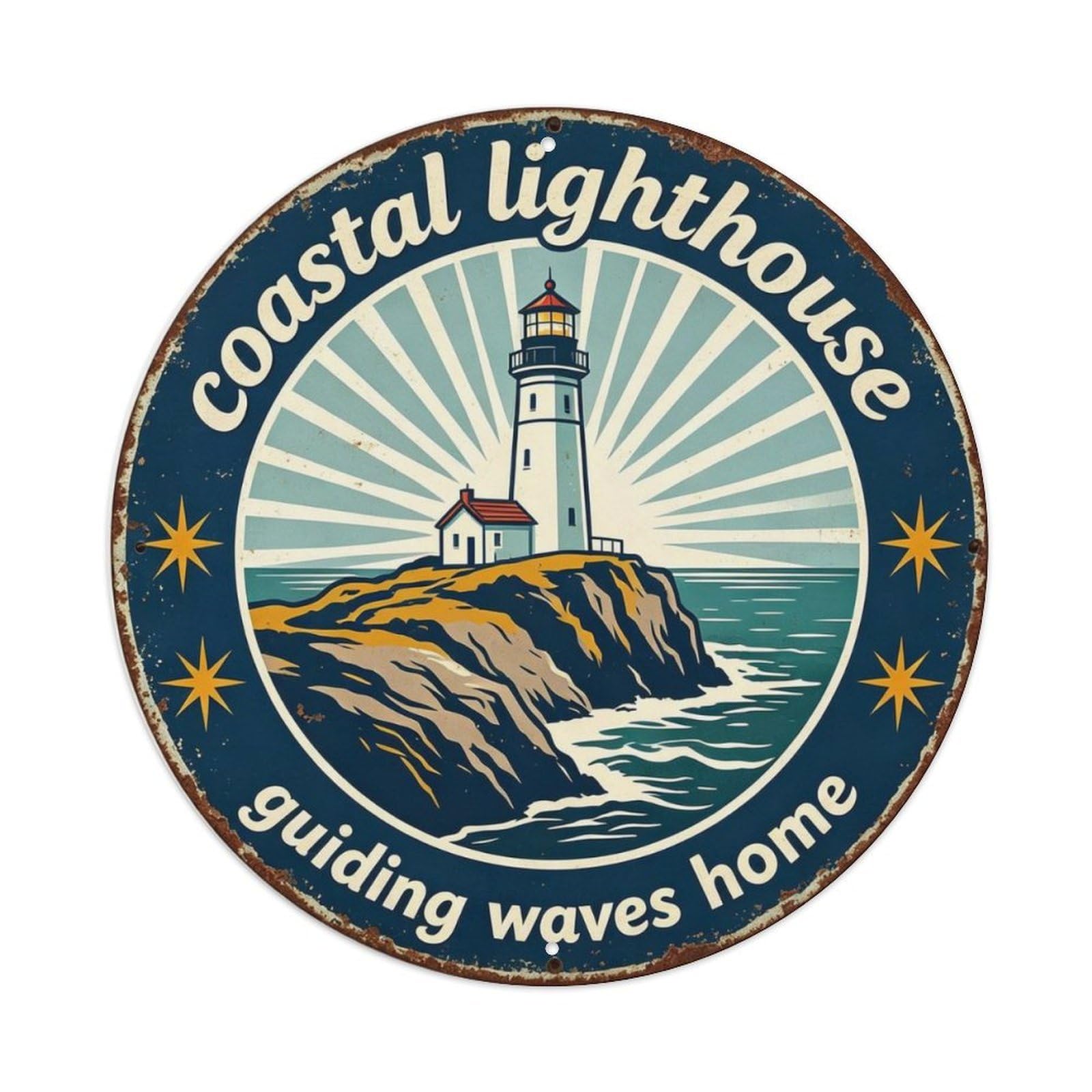 Coastal Lighthouse Metal Tin Sign Plaque