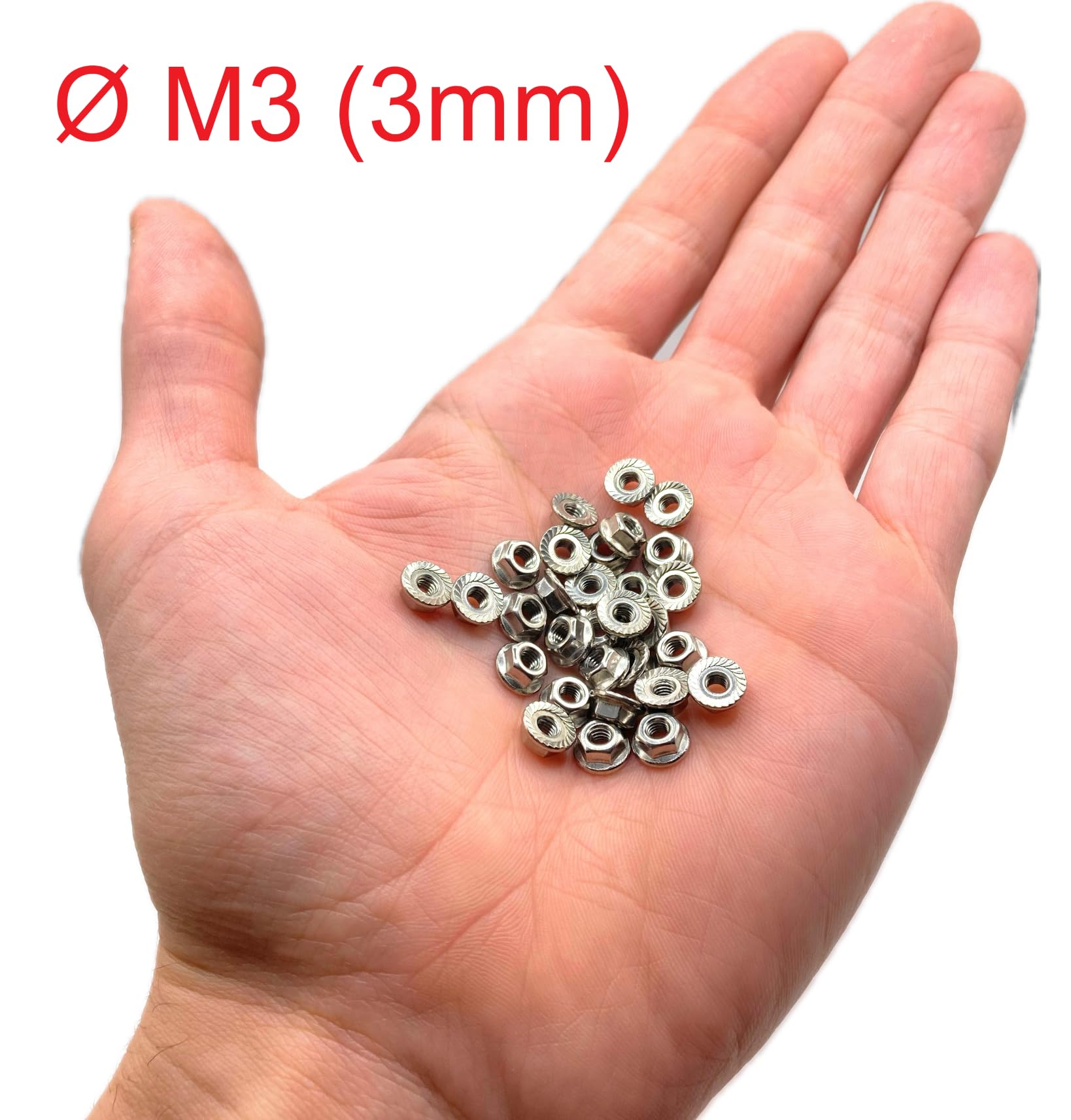 Nuts made of stainless steel with serrated edge M3, nuts with flange washer for screws diameter 3 mm - Image 3