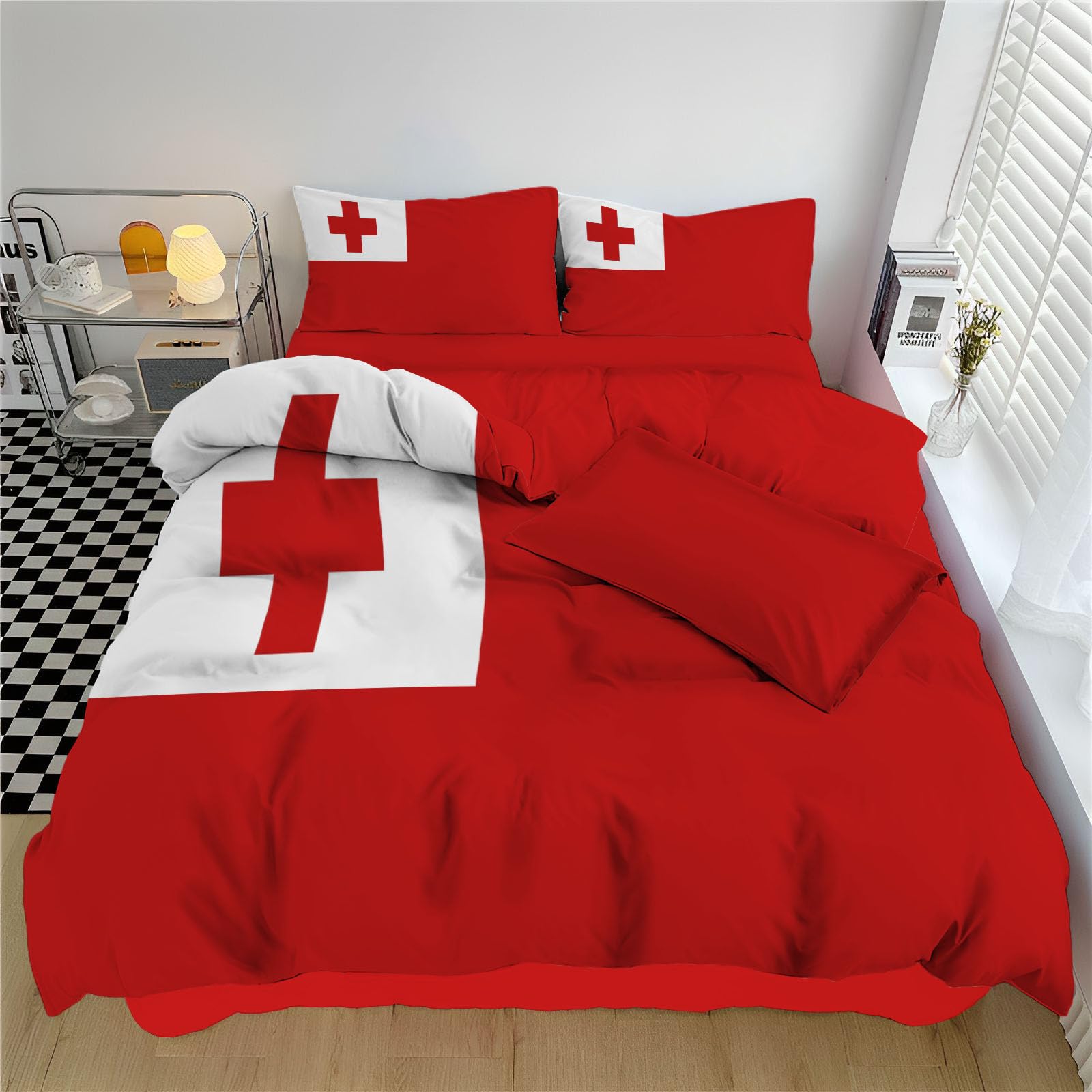 Drapeau du Tonga ensemble de literie pour chambre d'hôte parure déco thématique 3 pièces