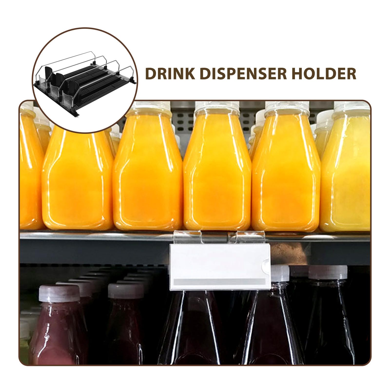 Hemobllo 3 Piezas Organizador de Bebidas para Refrigerador, Organizador de Botellas para Refrigerador, 300-310mm, Negro, Abs y Acero Inoxidable, Autoempujable, Fácil de Instalar,
