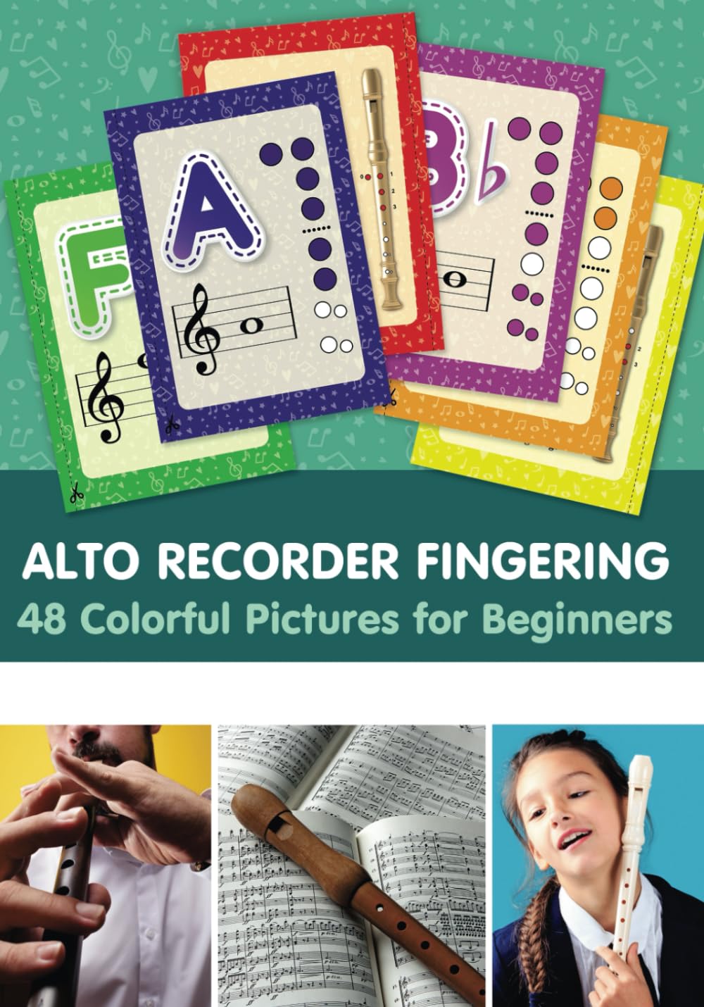 Alto Recorder Fingering. 48 Colorful Pictures for Beginners (Fingering Charts for Woodwind Instruments)