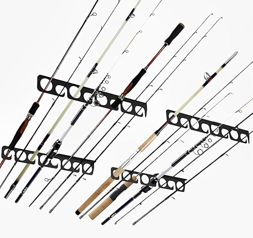 Soporte para caña de pescarcaña de pescar, ganchos de exhibición organizadores, colgador de metal montado en la pared o en el techo, soporta hasta