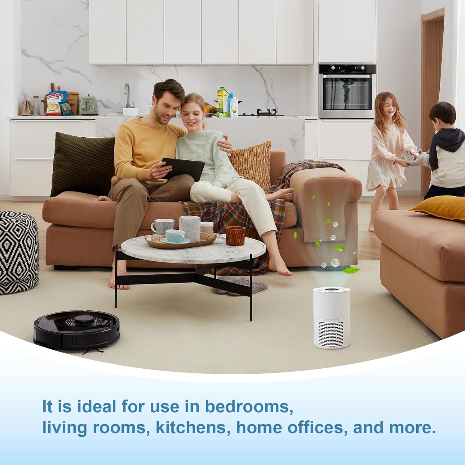 Small Air Purifier Personal Desktop Air Purifier 3-in-1 Filters One-Button Operation for Dust Smoke Odors Quiet for Office Bedroom Hotel White (Product Dimensions 4.8 x 4.8x 7.2 inch)