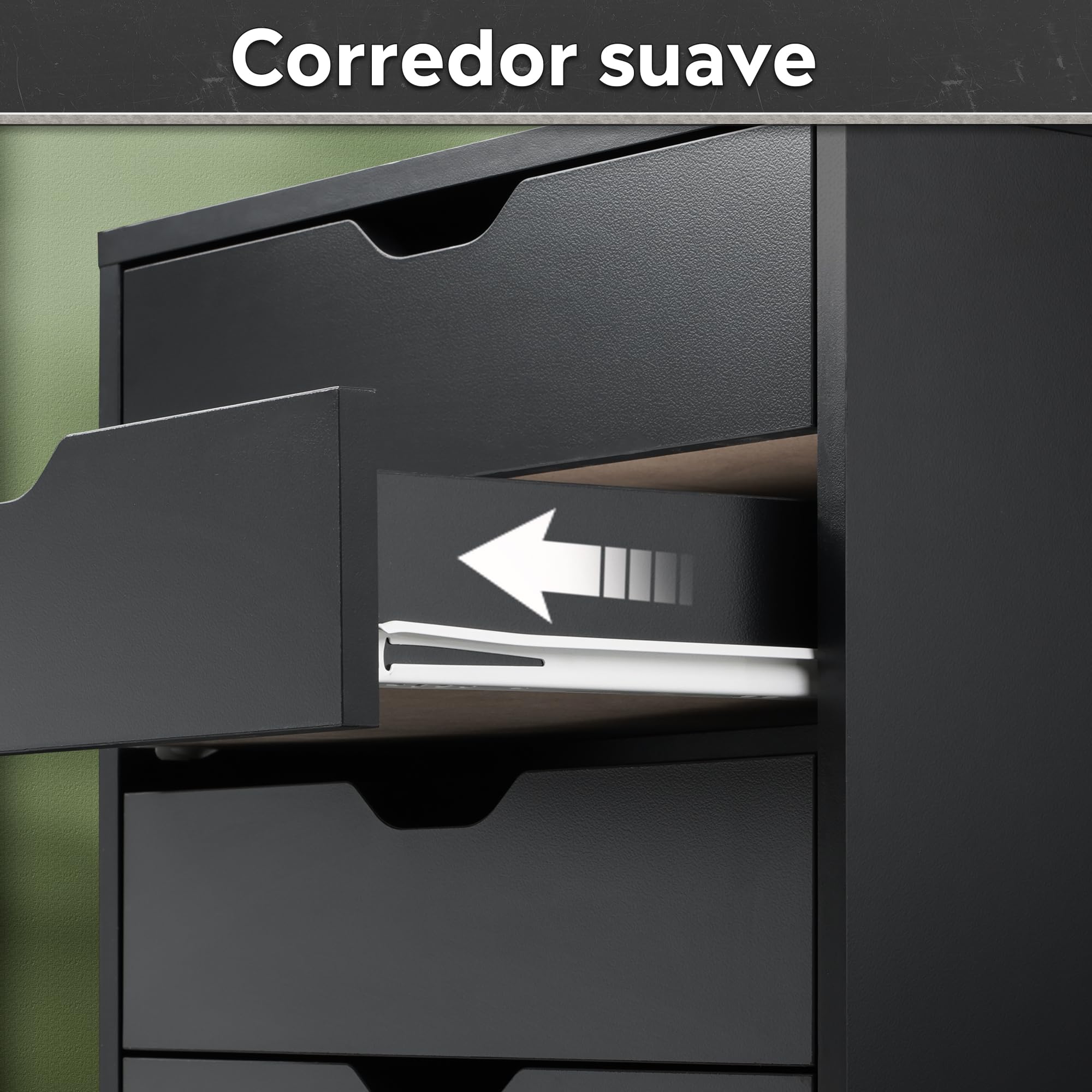 DEVAISE Archivador de 5 Cajones, Mueble Bajo Escritorio Sólido para Documentos A4/Legal/Carta,Negro