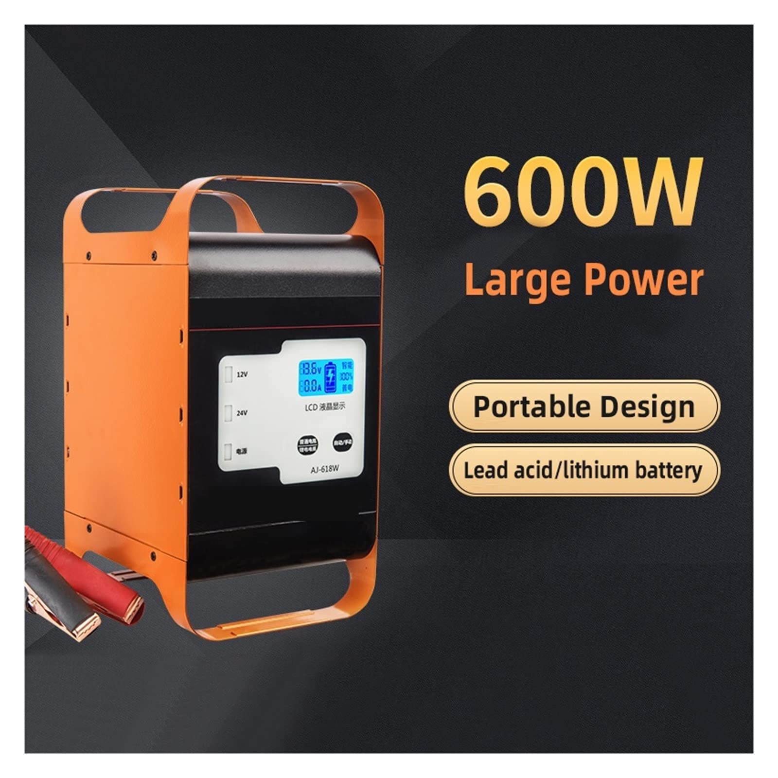 Cargador de Bateria, Cargador de batería de coche, carga rápida inteligente, pantalla LCD de alta potencia de 600W/400W for equipo de punto de carga rápida de camión y coche(80W)