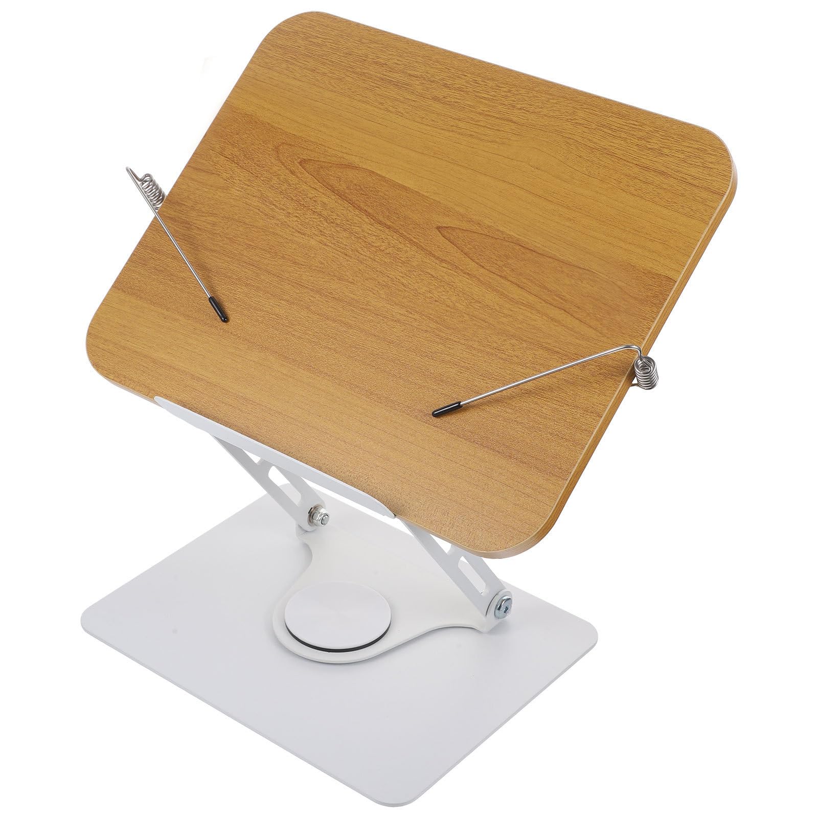 POPETPOP Leggio Porta Libri Portatile in Lega di Alluminio Base Girevole e Altezza Regolabile, Supporto Hands-free per Biblioteca e Ufficio Domestico