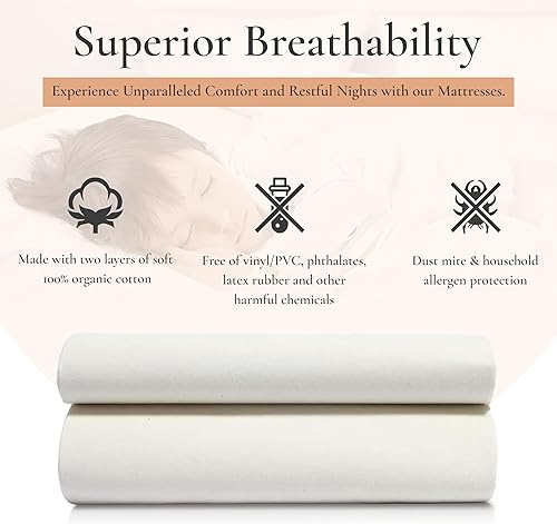 Miniatura 7 de Sleep & Beyond Protector de colchón impermeable de algodón orgánico, Algodón, Ivory