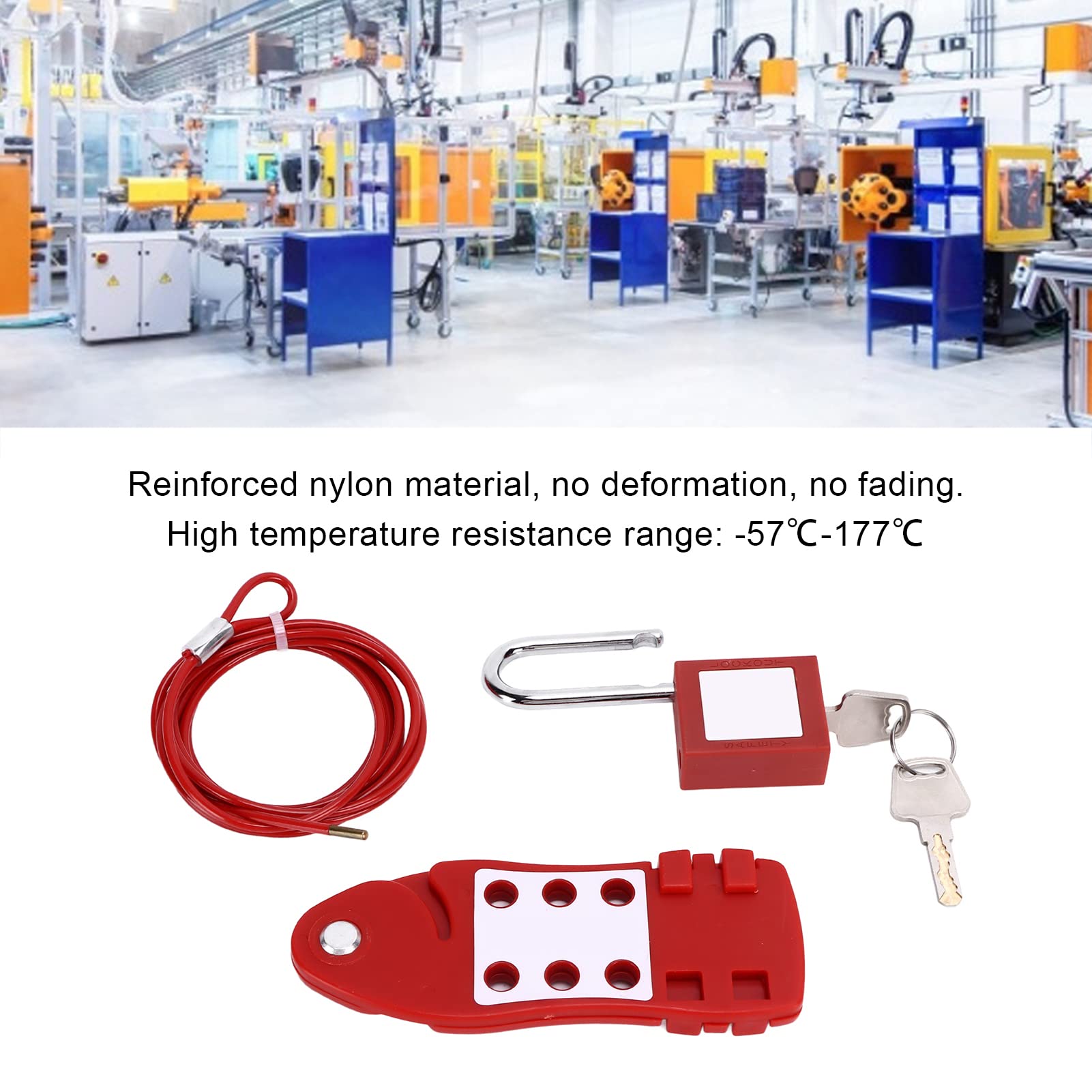 Nutriess 2m Cable Lockout Fish Shaped with 38mm Padlock for Chemical Industry Electric Power Safety Applications