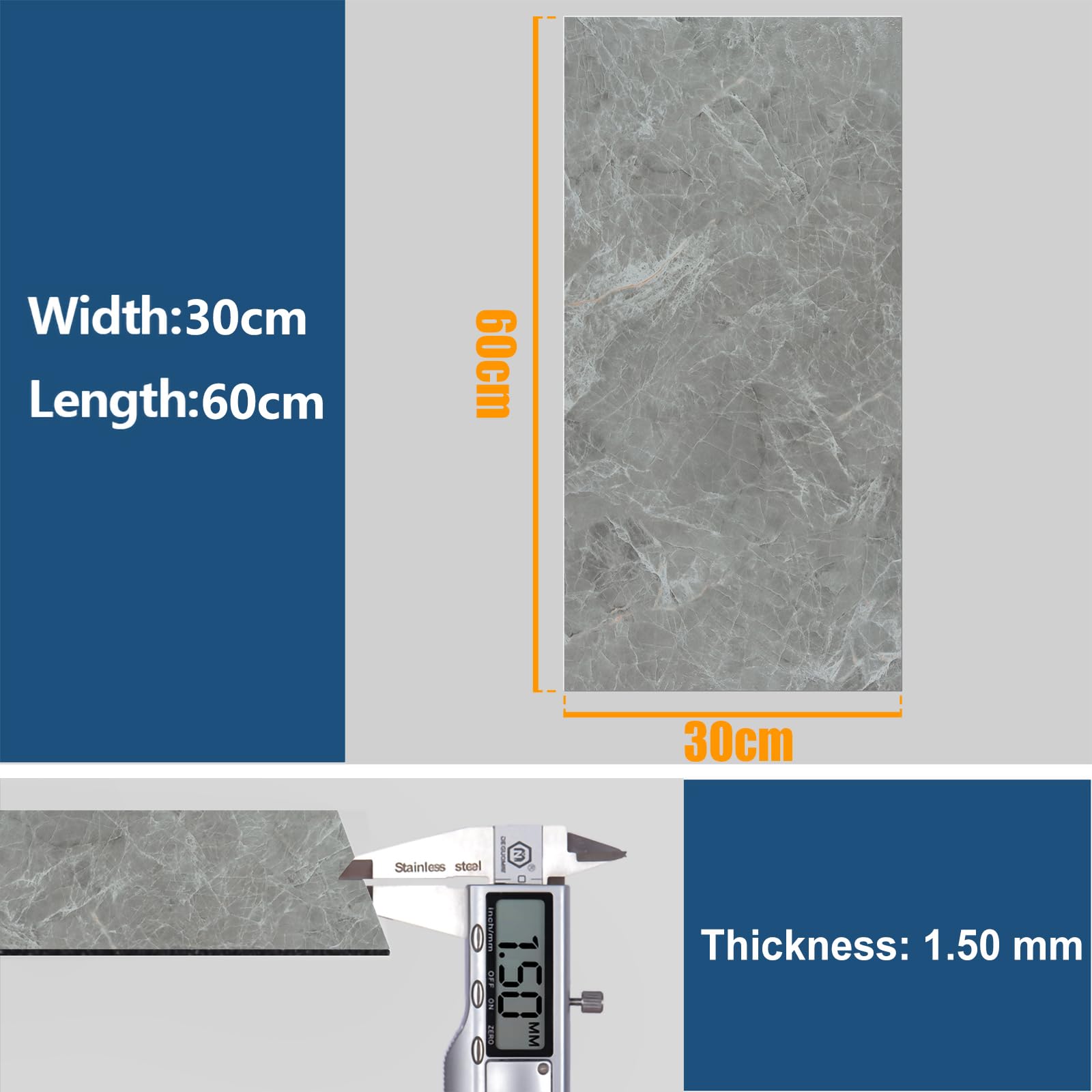 VEELIKE Suelo Vinilico Autoadhesivo Gris Vintage Vinilos Cocina Azulejos Suelo Vinilo Efecto Marmol Vinilo Suelo Habitacion Adhesivos Pegatinas de Baldosas Salon Grueso 1.5mm 60cm x 30cm 24 Piezas