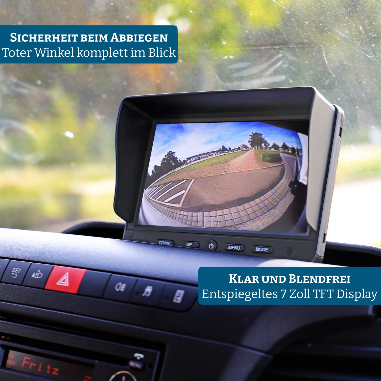 210° Toter Winkel Kamera System mit 7“ TFT Monitor für LKW Wohnmobil Transporter Bus 12V 24V IP69K