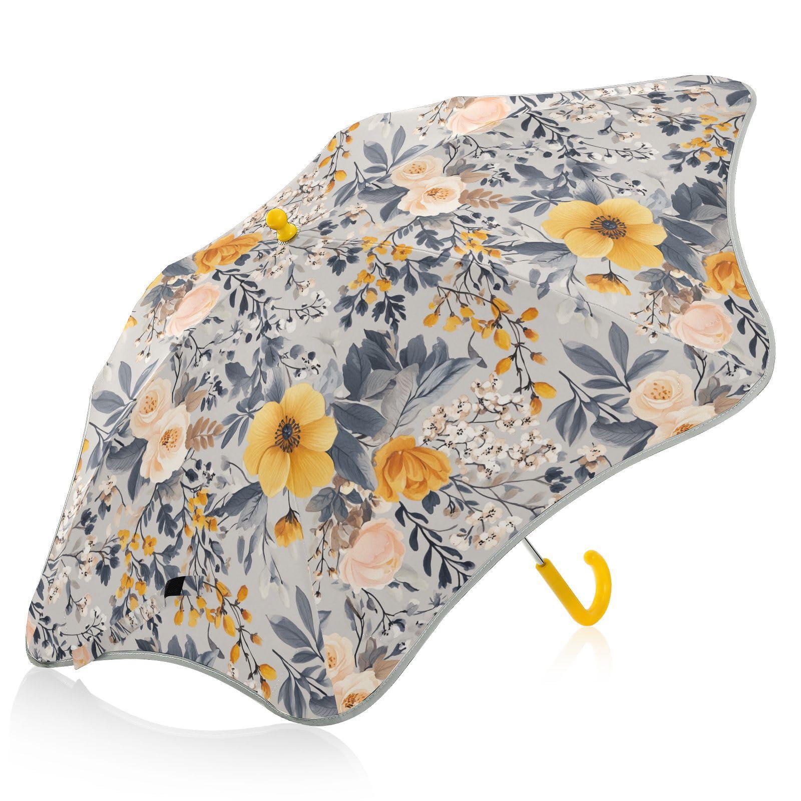 linqin Jesienne kwiaty szare parasole dziecięce parasol UV z odblaskowym paskiem bezpieczeństwa parasol z łatwym do trzymania uchwytem haczykowym dla dziewcząt i chłopców