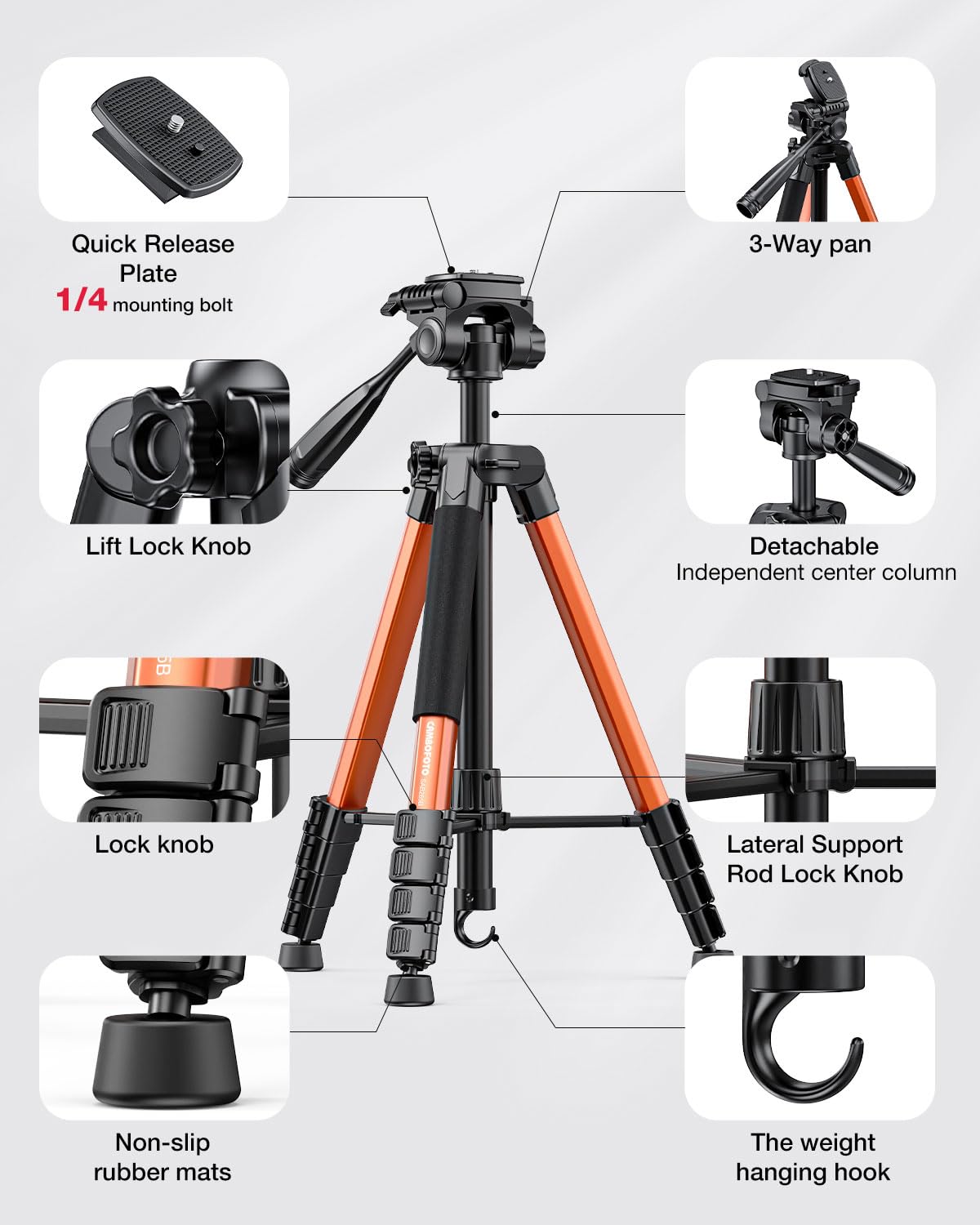 Amazon | CAMBOFOTO 73インチカメラ三脚と一脚 プロフェッショナル