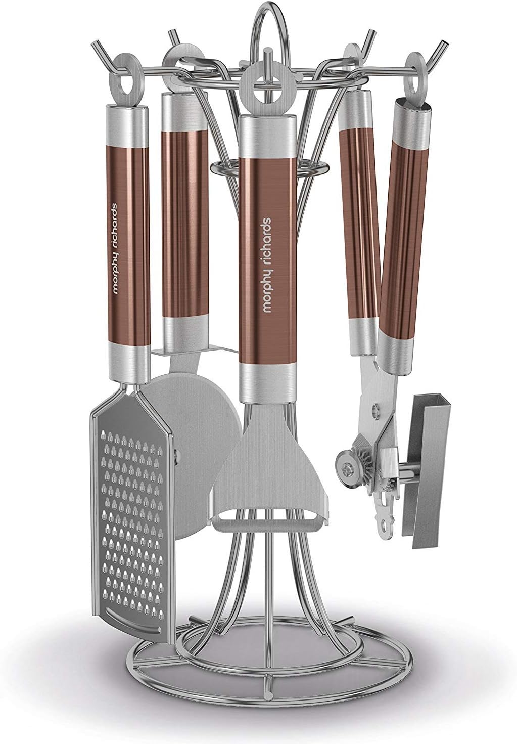 Morphy Richards 975075 Kitchen Utensils Set, Accents Range, Kitchen Gadget Set, Stainless Steel, Copper, 4-Piece,12.5 x 12.5 x 27.3 cm
