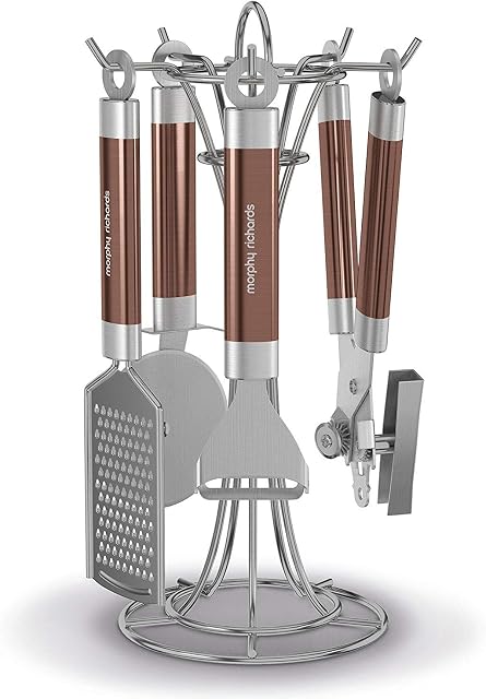 Morphy Richards 975075 Kitchen Utensils Set, Accents Range, Kitchen Gadget Set, Stainless Steel, Copper, 4-Piece